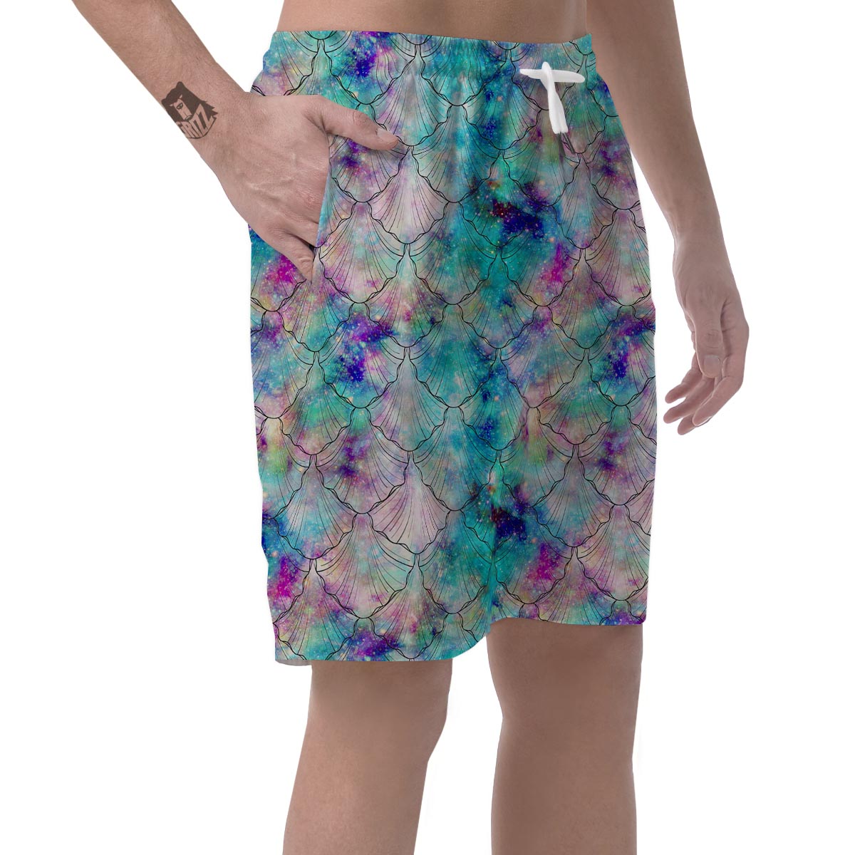 Mermaid Galaxy Print Men's Shorts-grizzshop