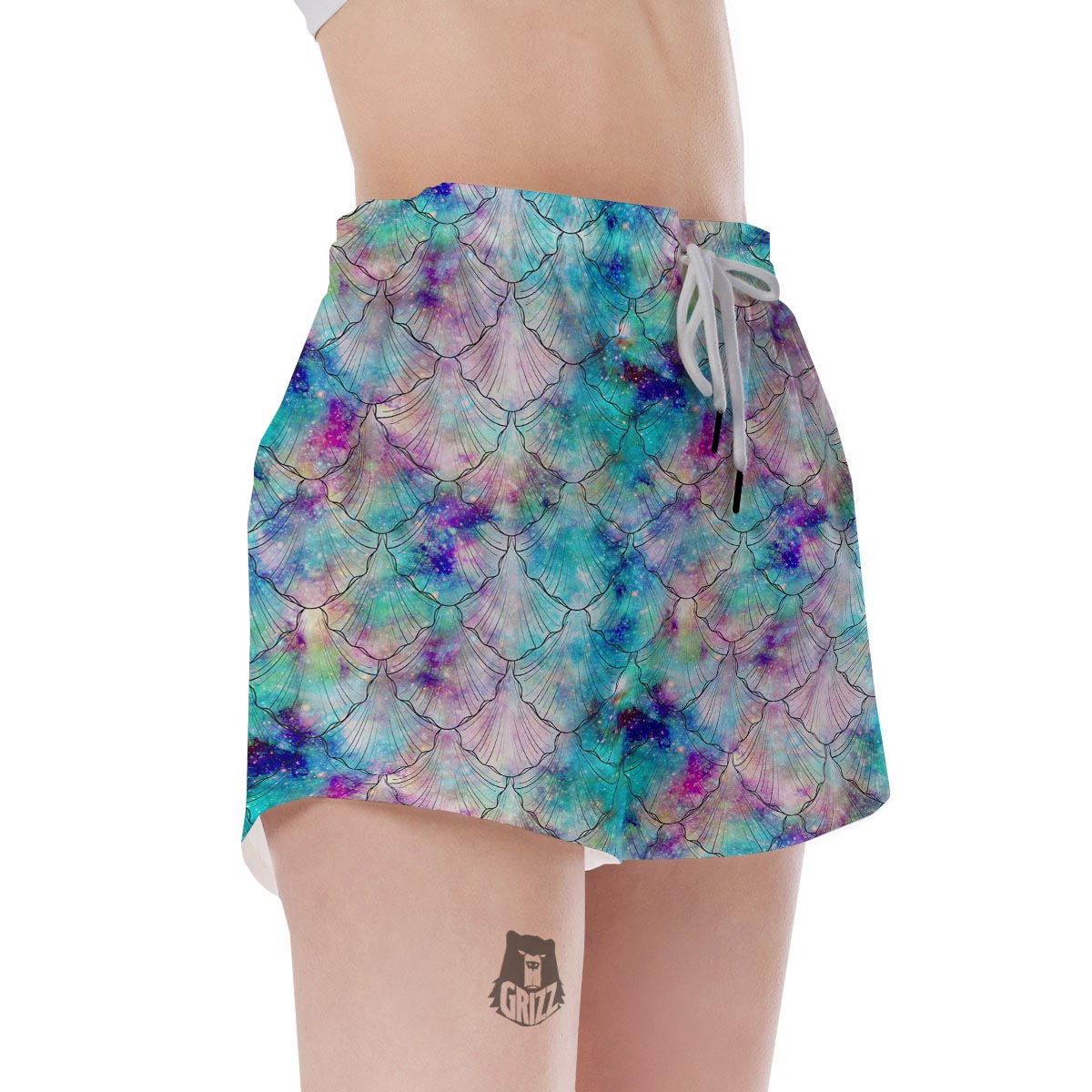 Mermaid Galaxy Print Women's Shorts-grizzshop