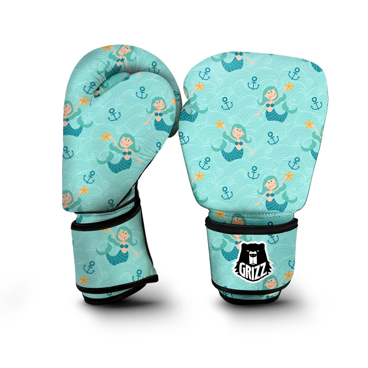 Mermaid Pastel Pattern Print Boxing Gloves-grizzshop