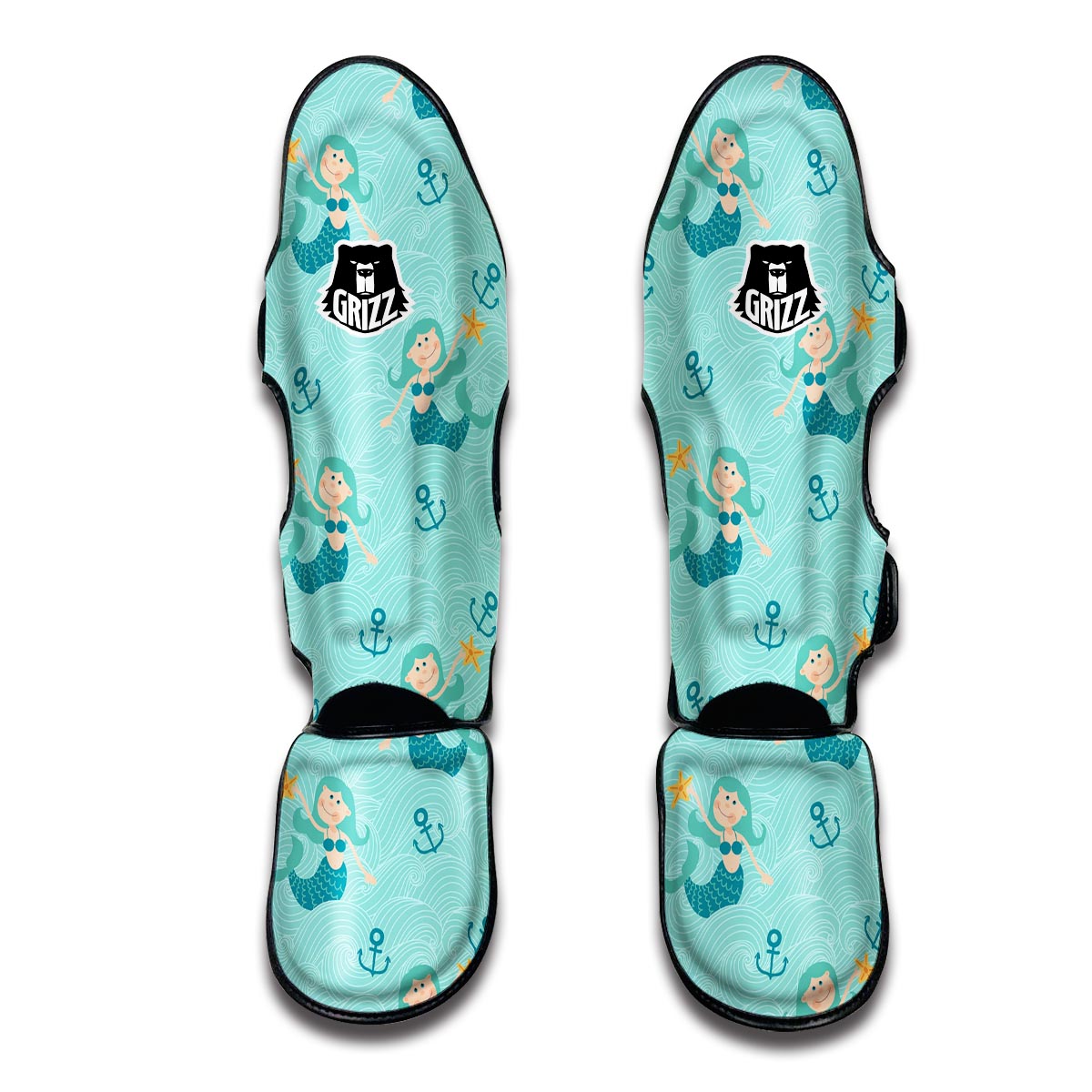 Mermaid Pastel Pattern Print Muay Thai Shin Guards-grizzshop