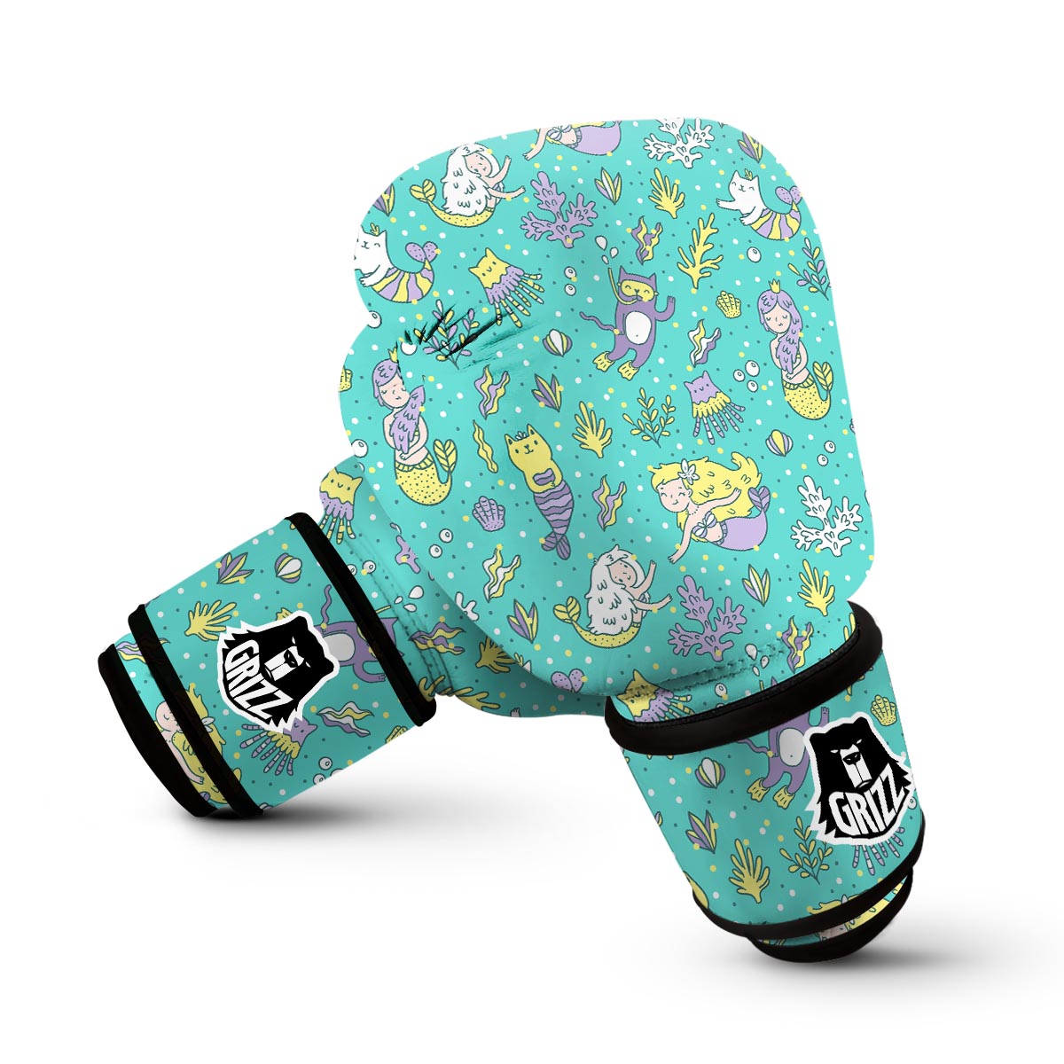 Mermaid Pattern Print Boxing Gloves-grizzshop