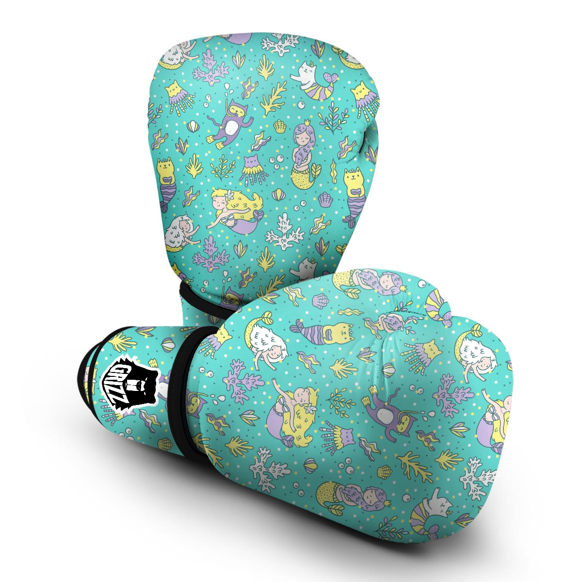 Mermaid Pattern Print Boxing Gloves-grizzshop