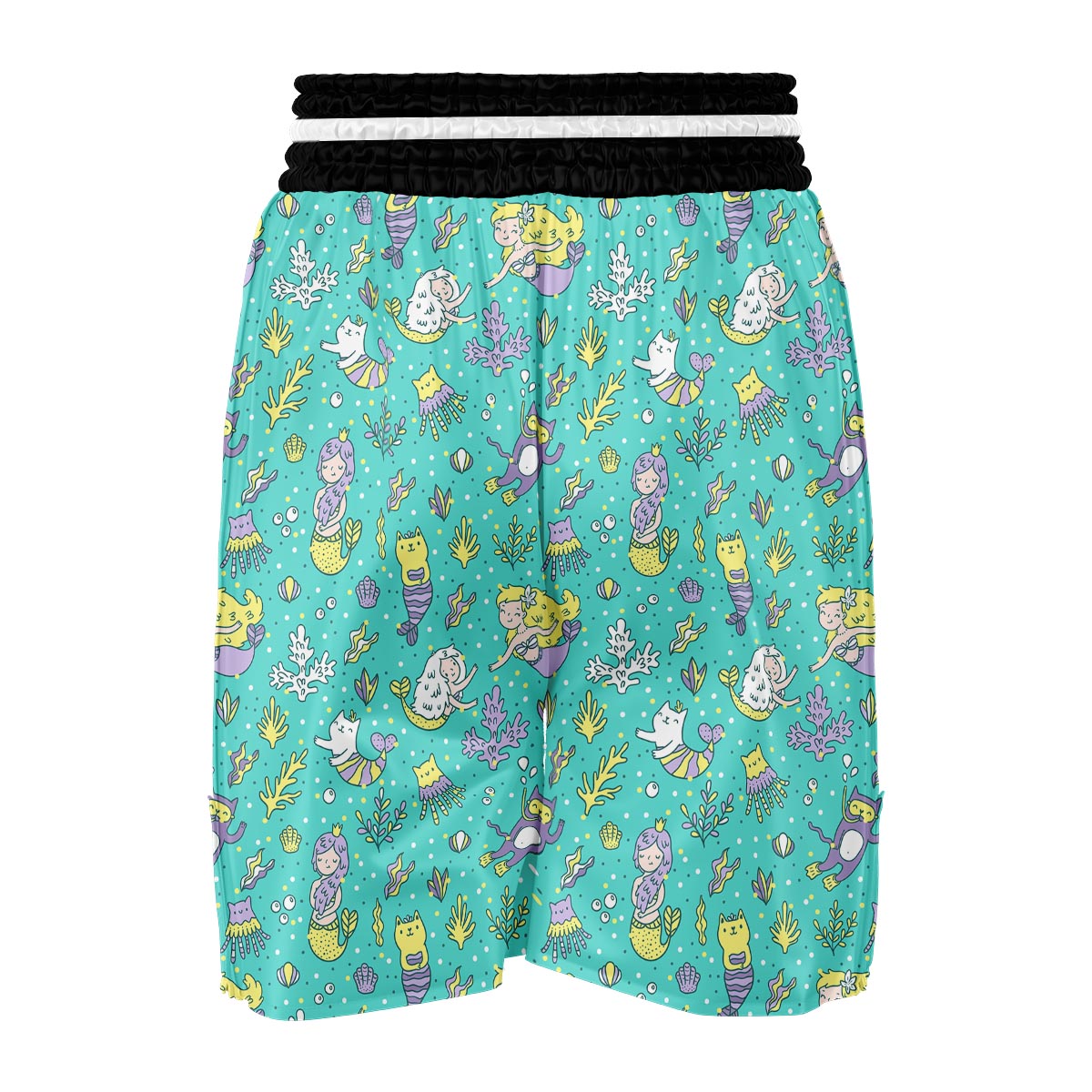 Mermaid Pattern Print Boxing Shorts-grizzshop