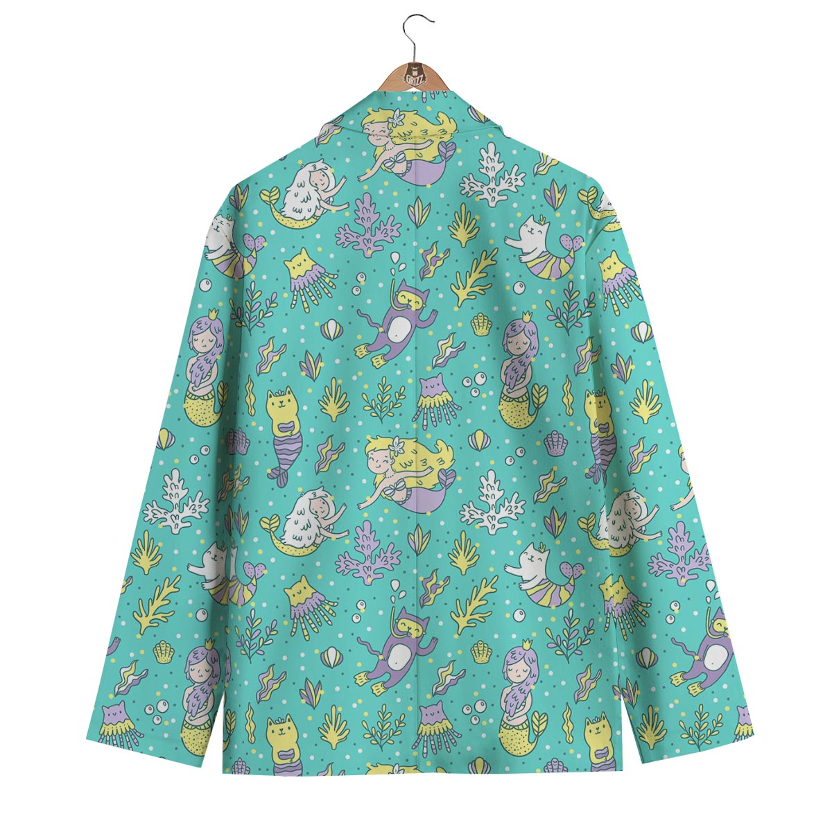 Mermaid Pattern Print Men's Blazer-grizzshop