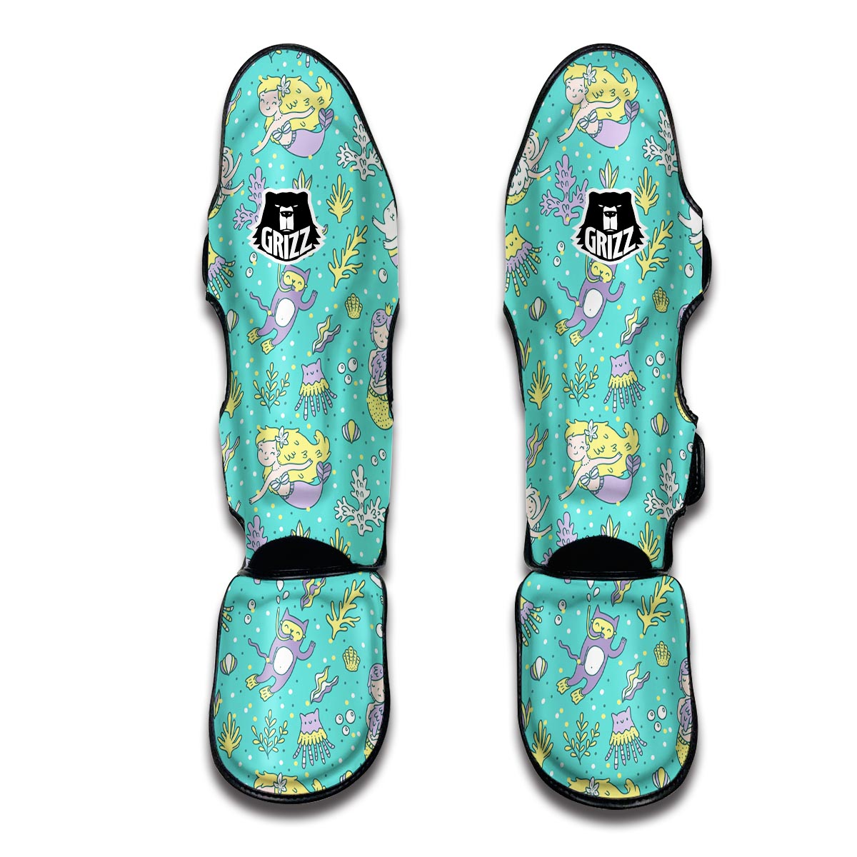 Mermaid Pattern Print Muay Thai Shin Guards-grizzshop