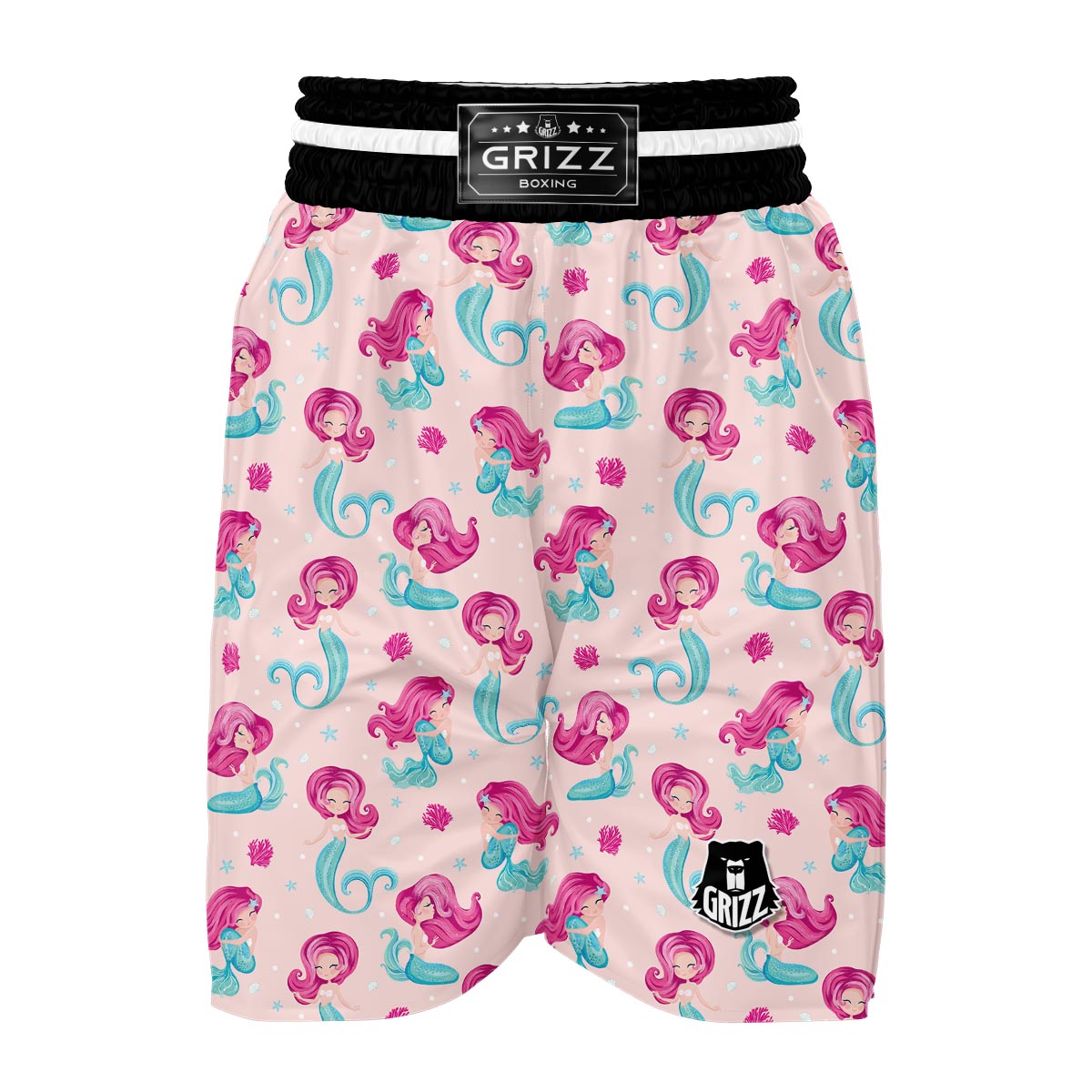 Mermaid Pink Pattern Print Boxing Shorts-grizzshop