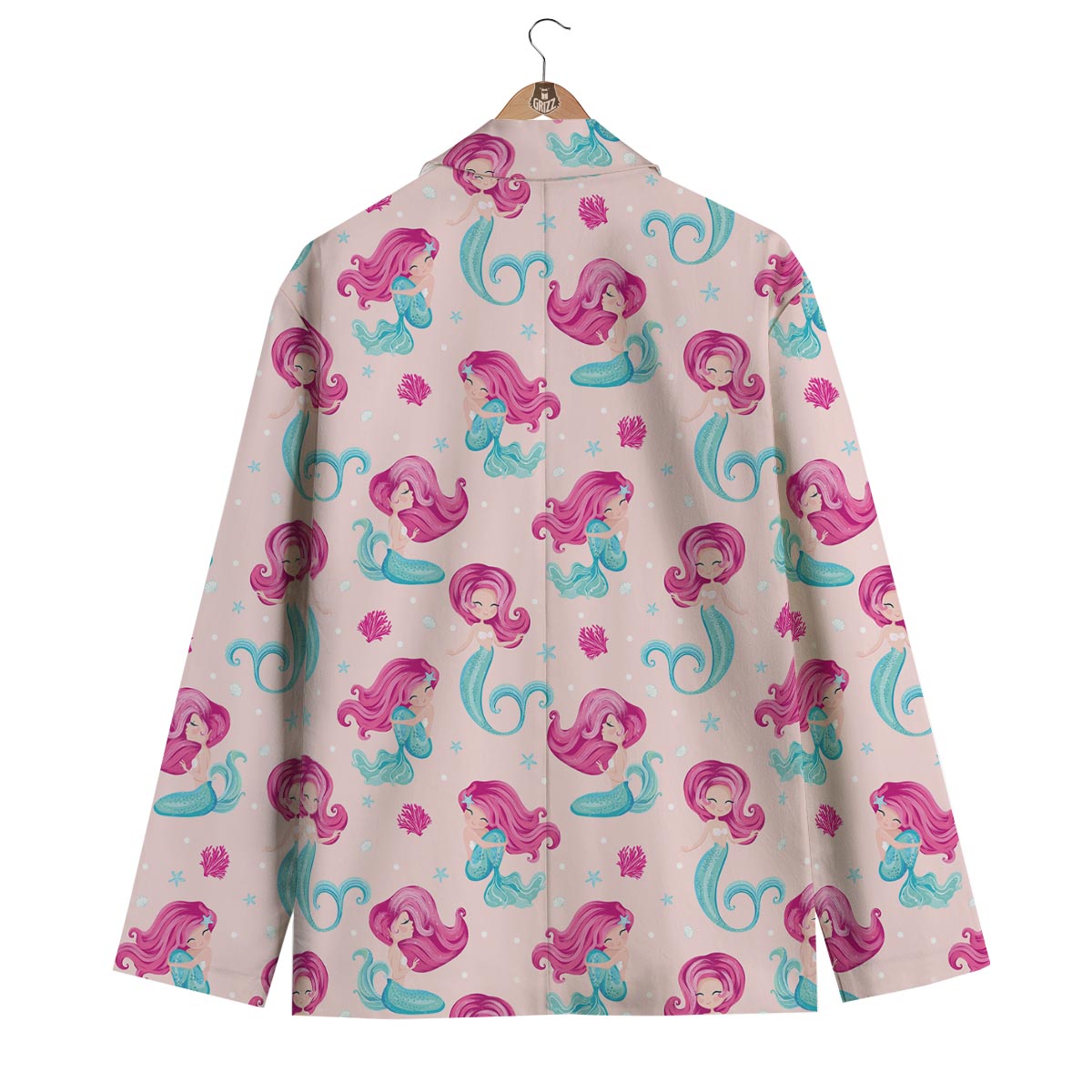 Mermaid Pink Pattern Print Men's Blazer-grizzshop