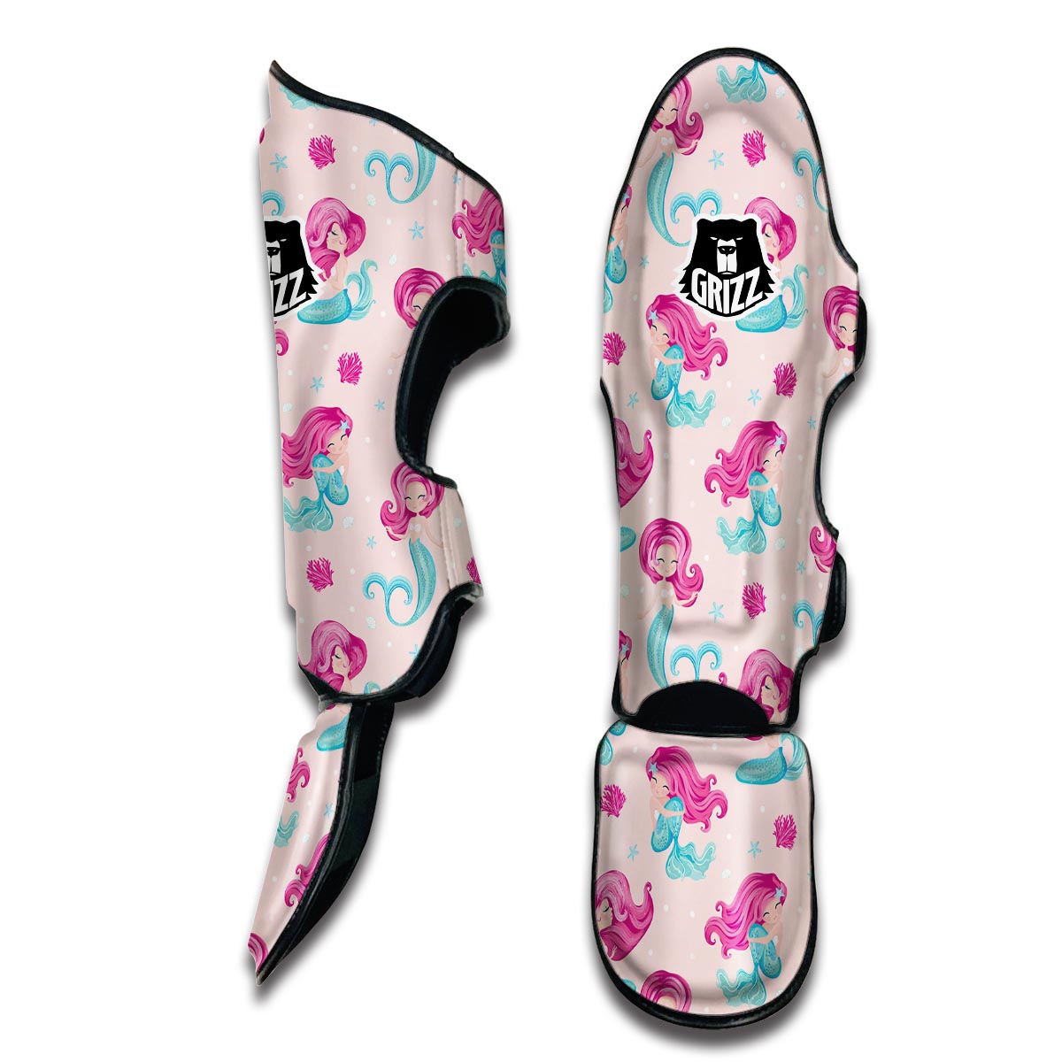 Mermaid Pink Pattern Print Muay Thai Shin Guards-grizzshop