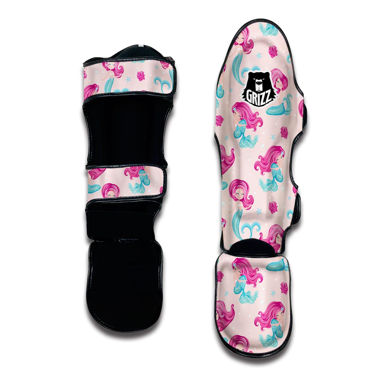 Mermaid Pink Pattern Print Muay Thai Shin Guards-grizzshop