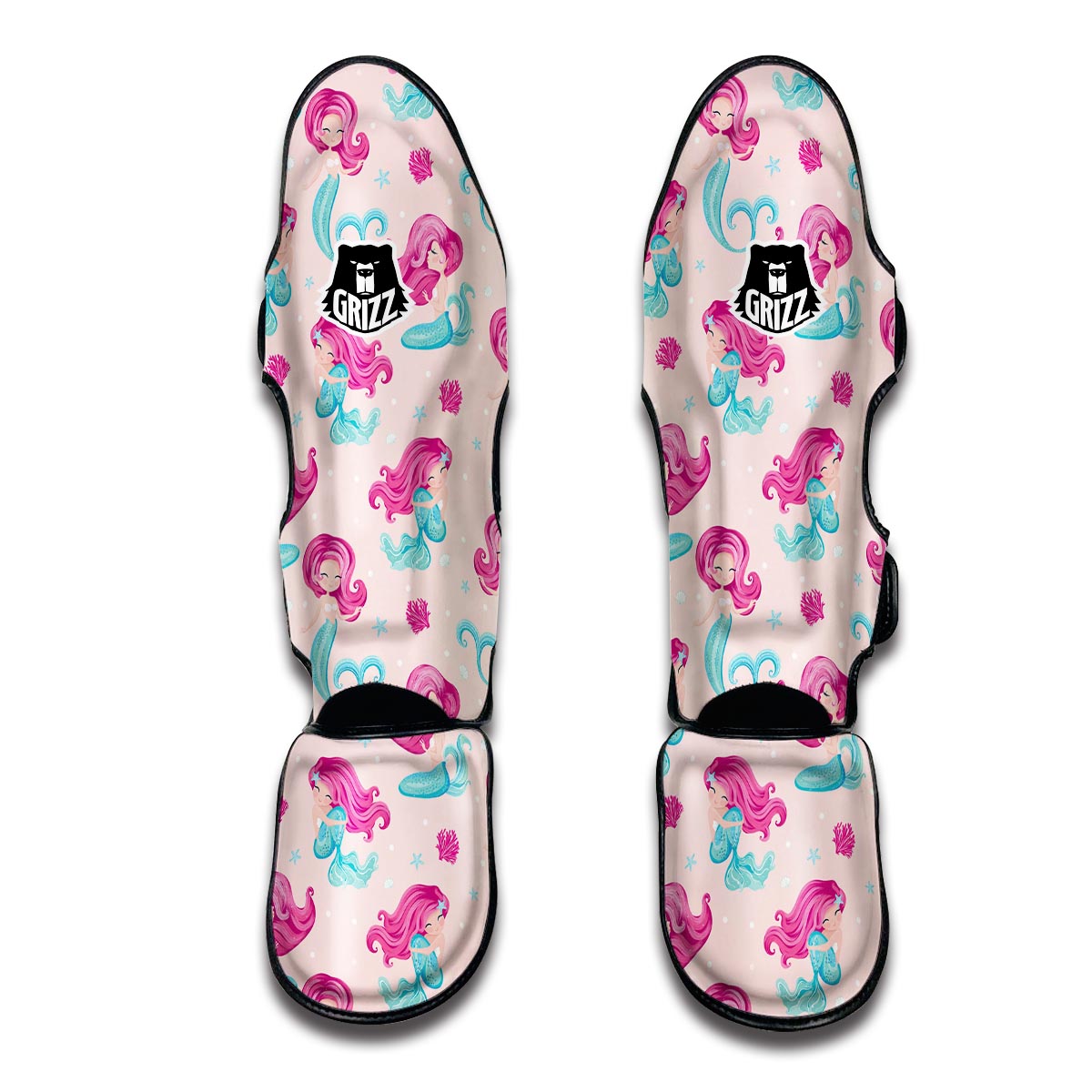 Mermaid Pink Pattern Print Muay Thai Shin Guards-grizzshop