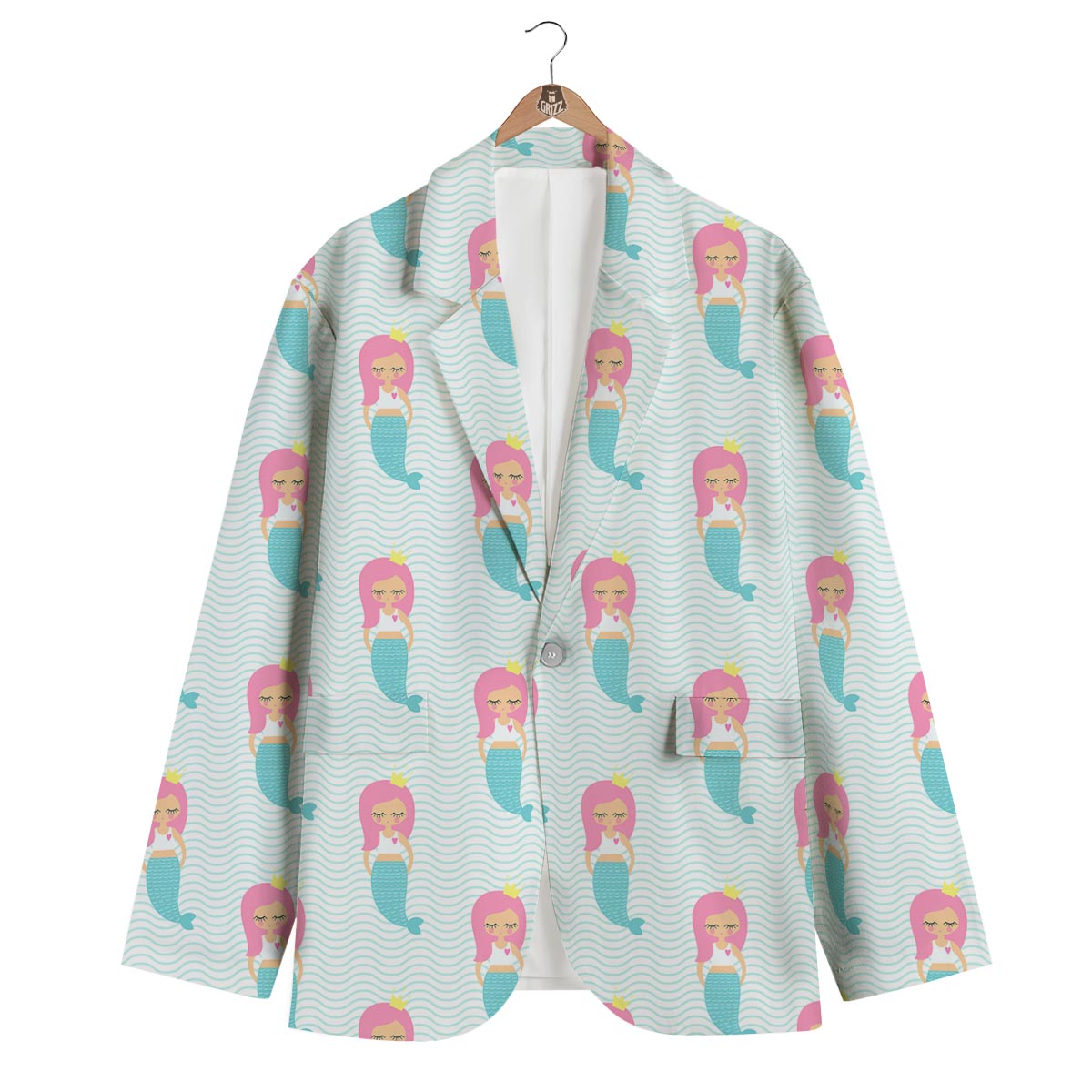 Mermaid Print Pattern Men's Blazer-grizzshop