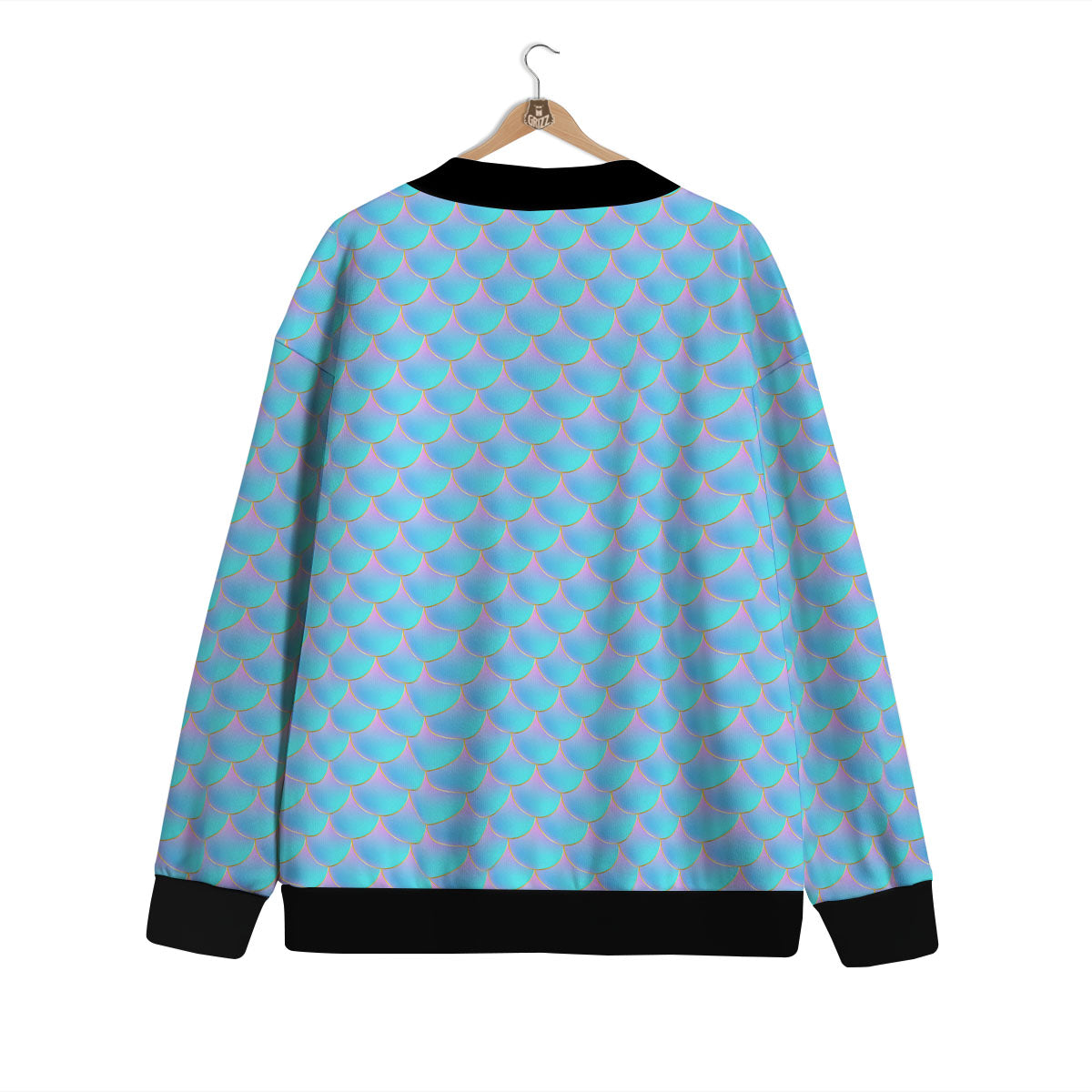 Mermaid Scales Blue Neon Print Pattern Cardigan-grizzshop