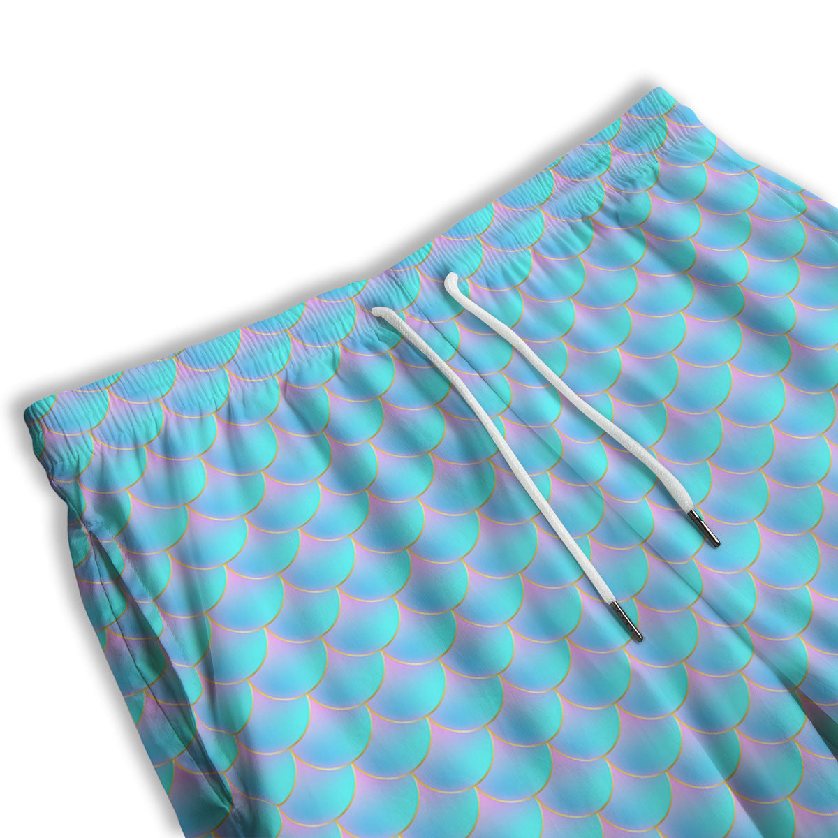 Mermaid Scales Blue Neon Print Pattern Men's Athletic Shorts
