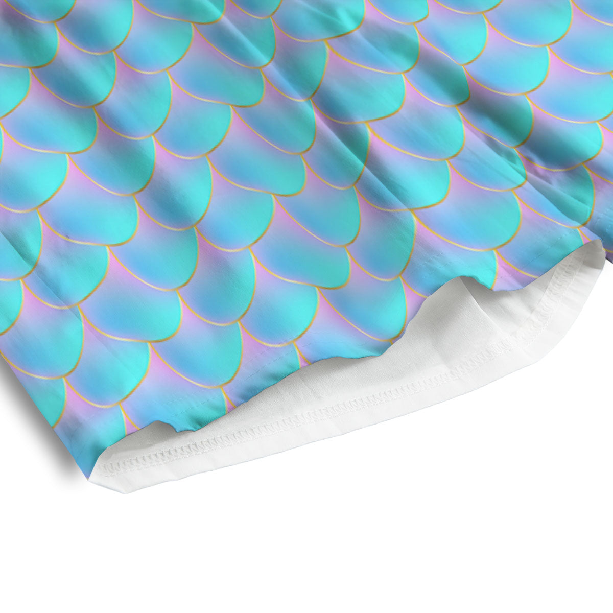 Mermaid Scales Blue Neon Print Pattern Men's Athletic Shorts