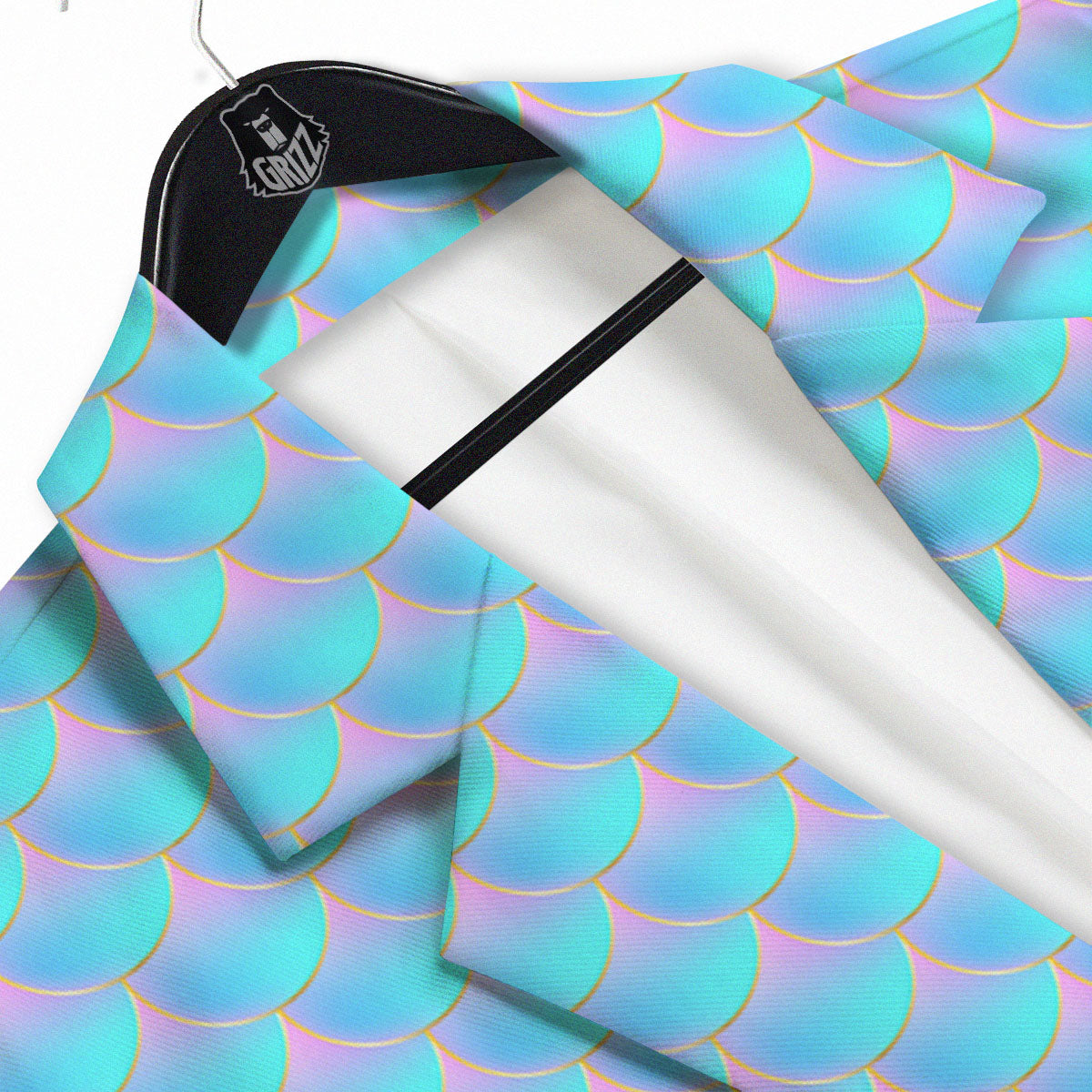 Mermaid Scales Blue Neon Print Pattern Men's Sport Coat-grizzshop
