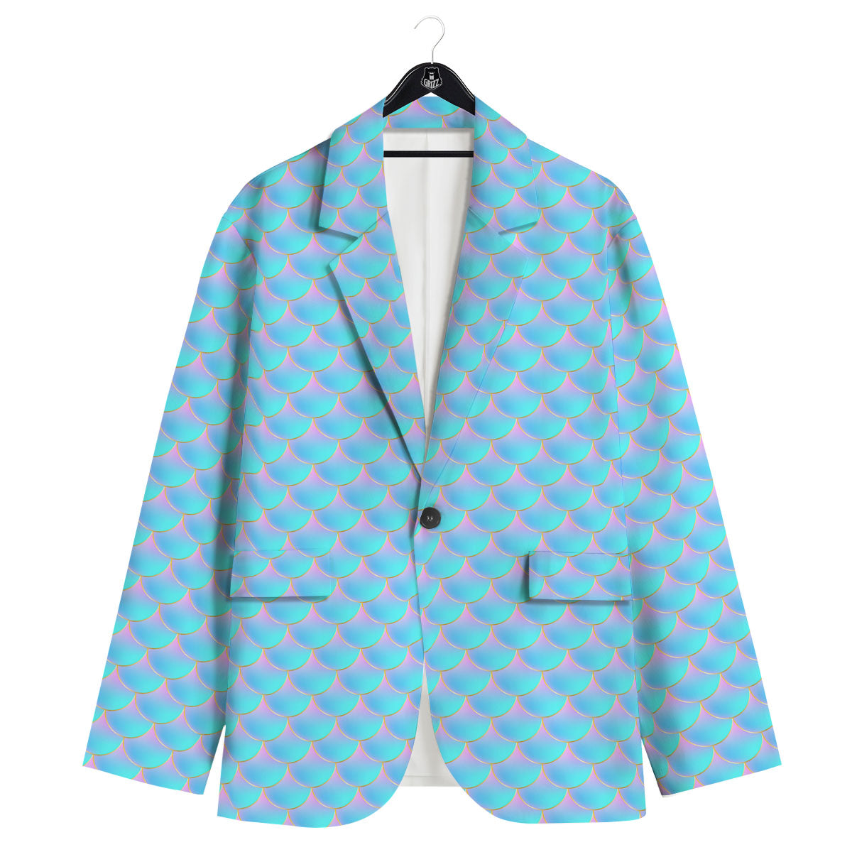 Mermaid Scales Blue Neon Print Pattern Men's Sport Coat-grizzshop