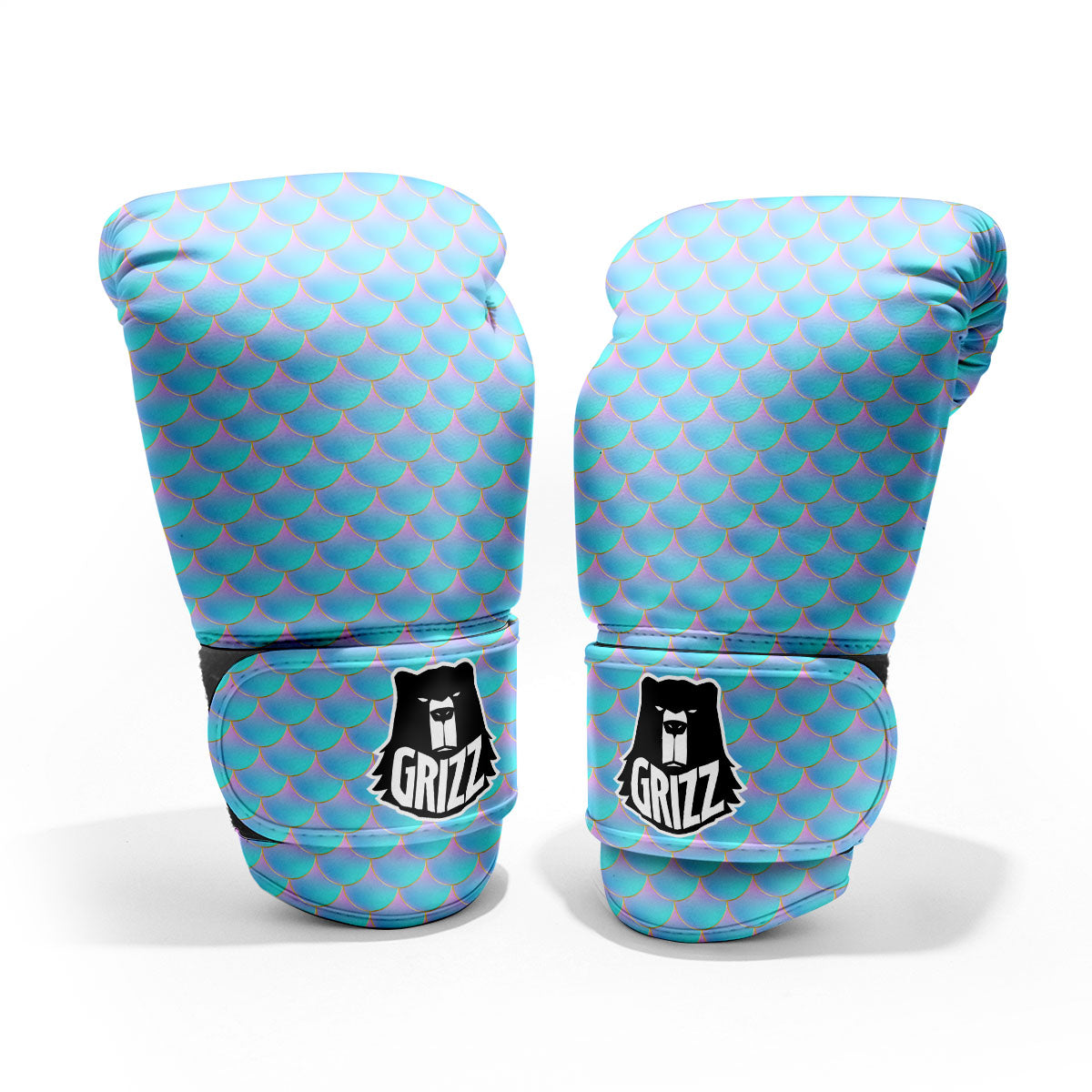 Mermaid Scales Blue Neon Print Pattern Pro Boxing Glove