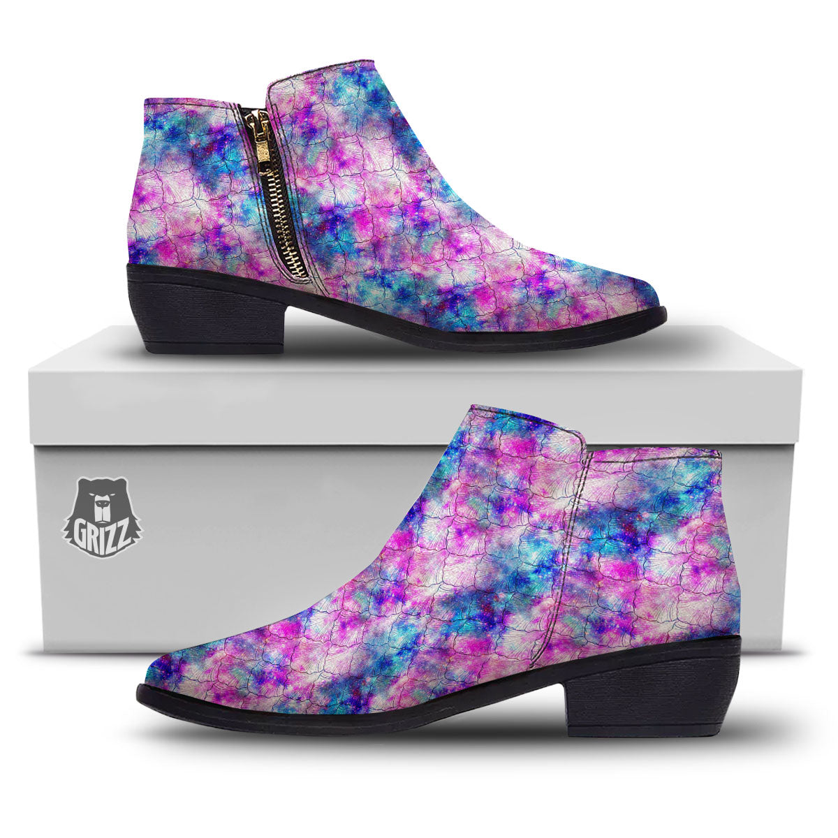 Mermaid Scales Galaxy Print Pattern Ankle Boots-grizzshop