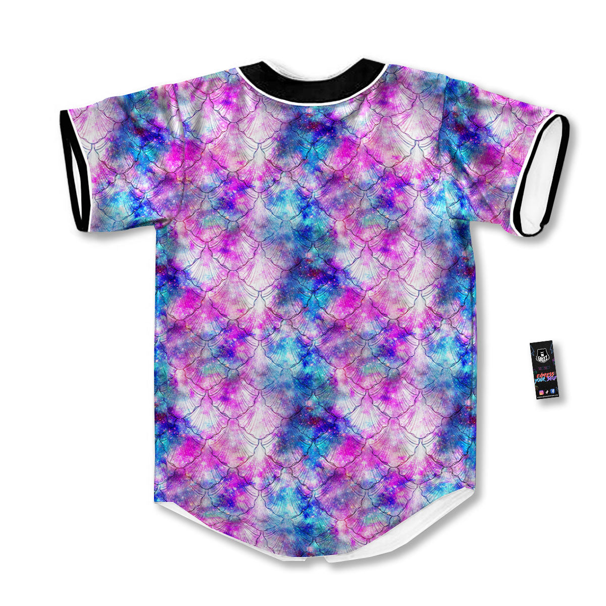 Mermaid Scales Galaxy Print Pattern Baseball Jersey-grizzshop