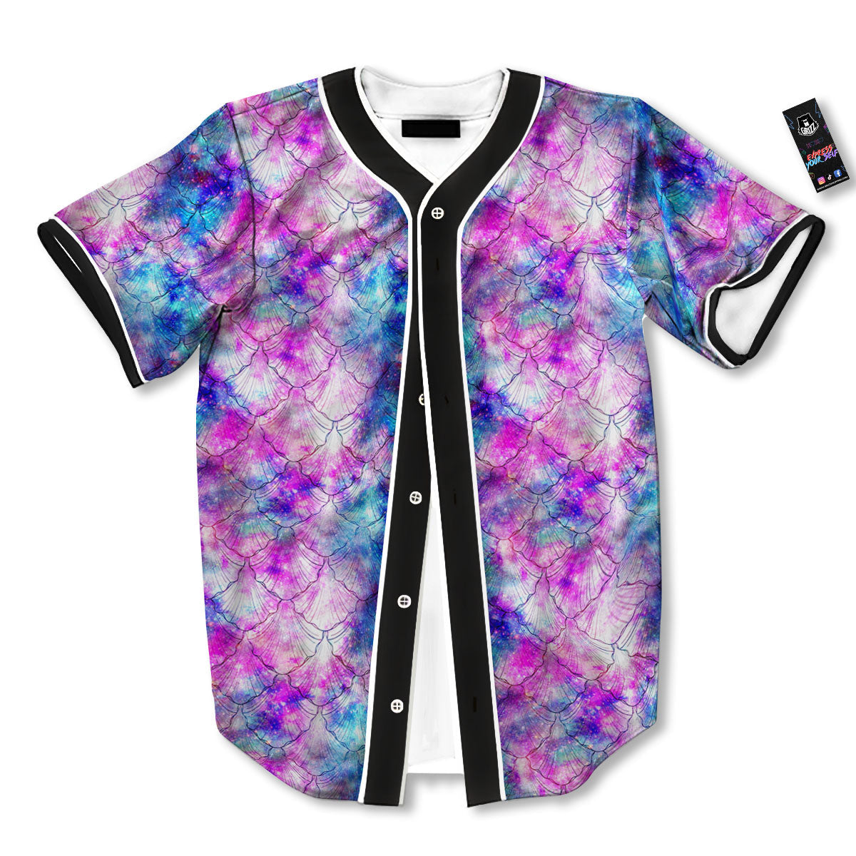 Mermaid Scales Galaxy Print Pattern Baseball Jersey-grizzshop