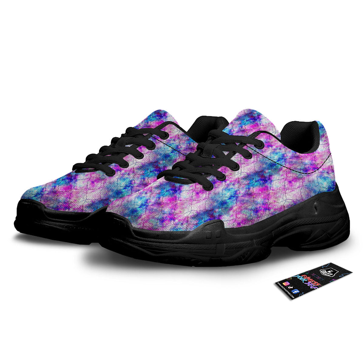 Mermaid Scales Galaxy Print Pattern Black Chunky Shoes-grizzshop