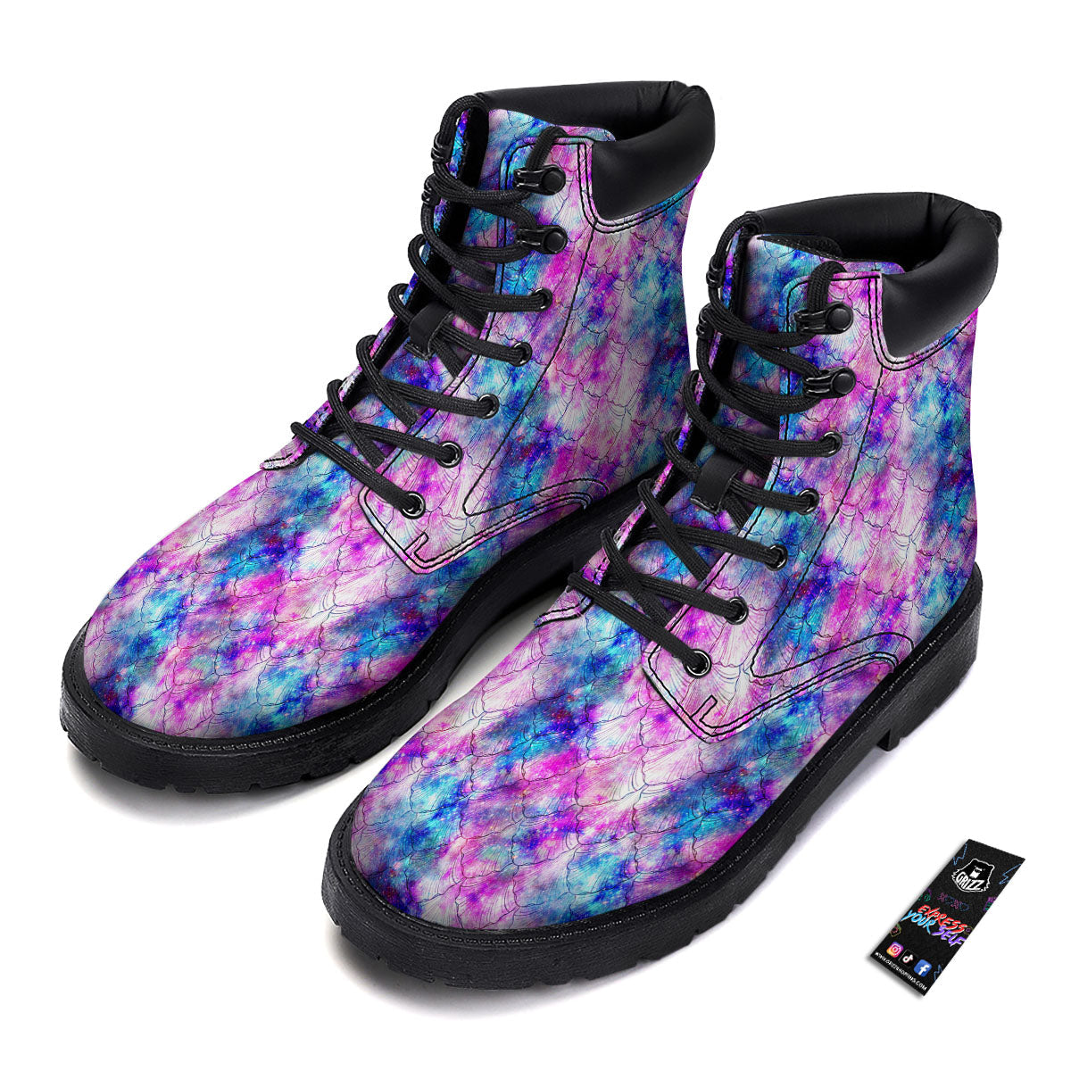 Mermaid Scales Galaxy Print Pattern Boots-grizzshop