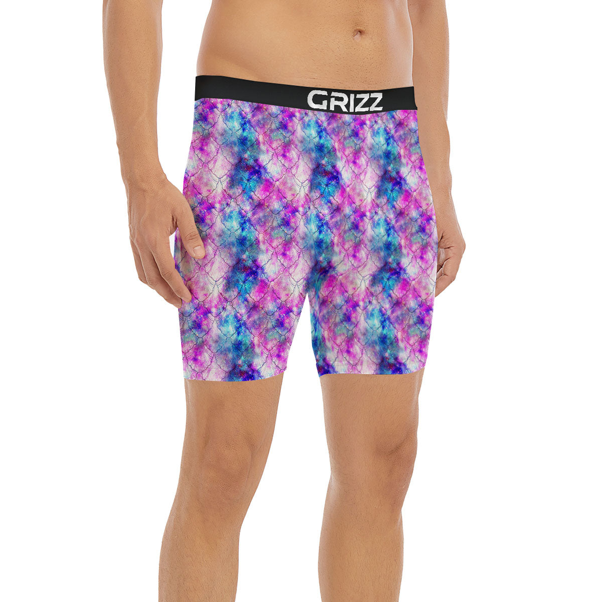 Mermaid Scales Galaxy Print Pattern Boxer Briefs-grizzshop