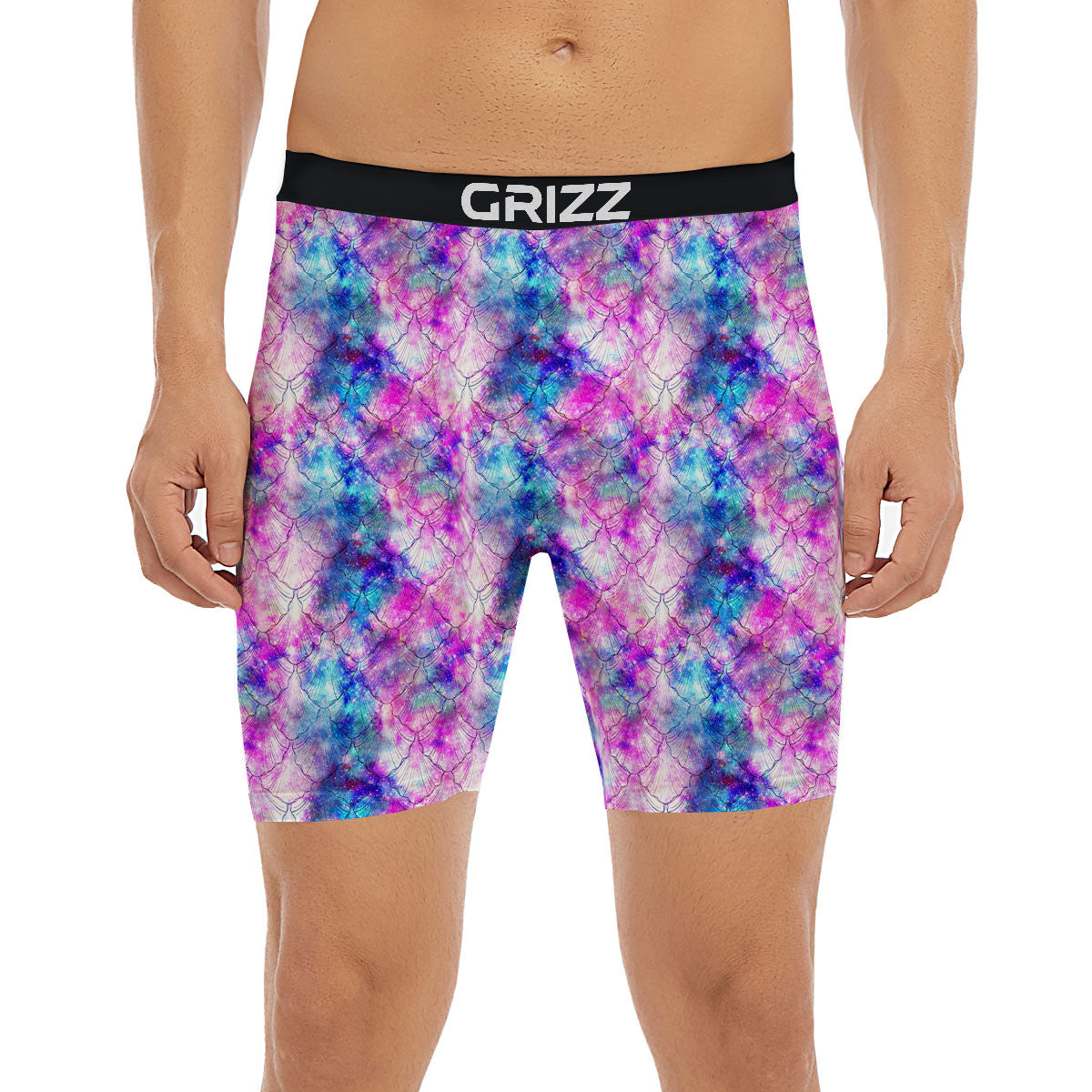 Mermaid Scales Galaxy Print Pattern Boxer Briefs-grizzshop