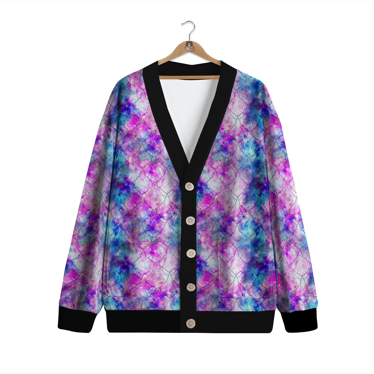Mermaid Scales Galaxy Print Pattern Cardigan-grizzshop