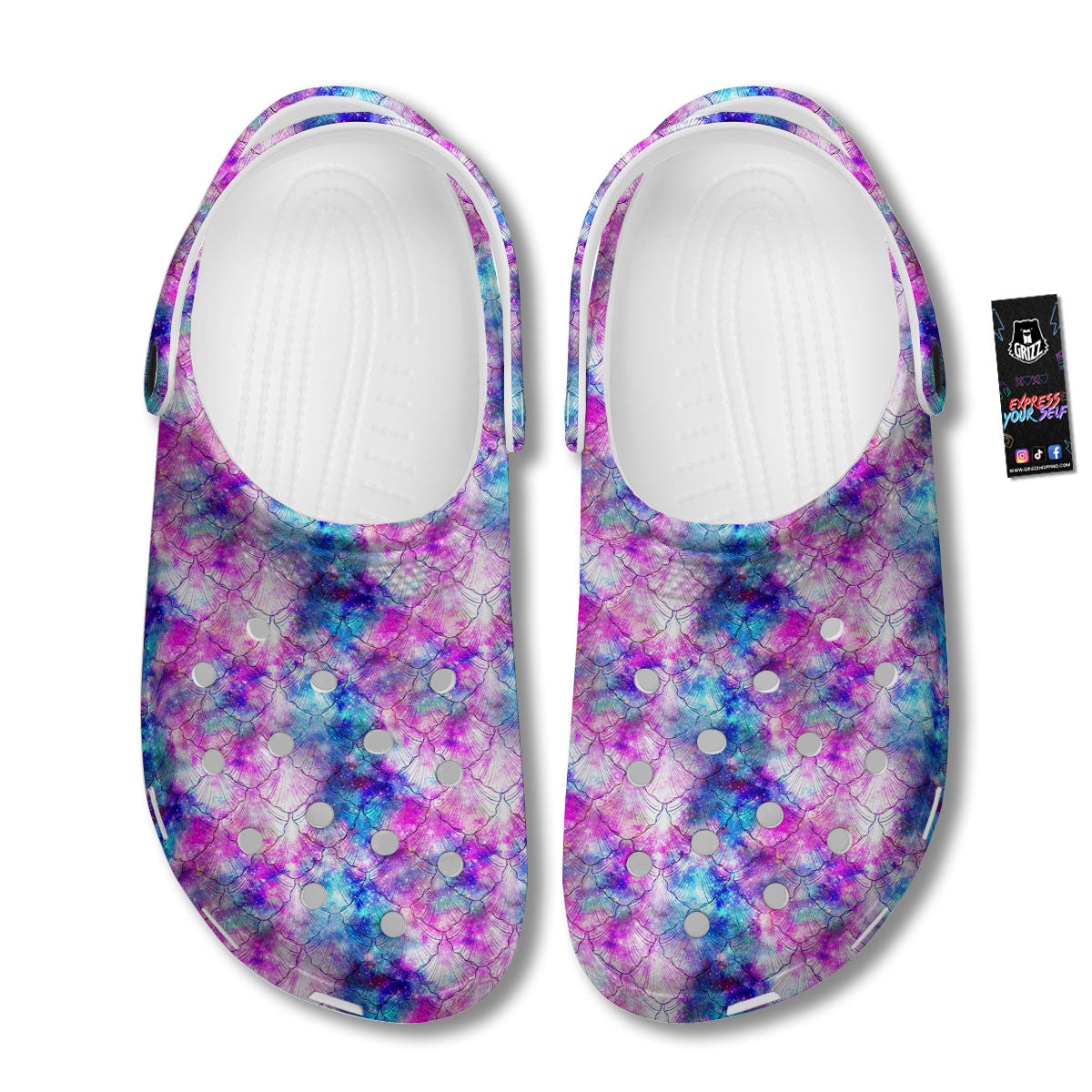 Mermaid Scales Galaxy Print Pattern Clog-grizzshop