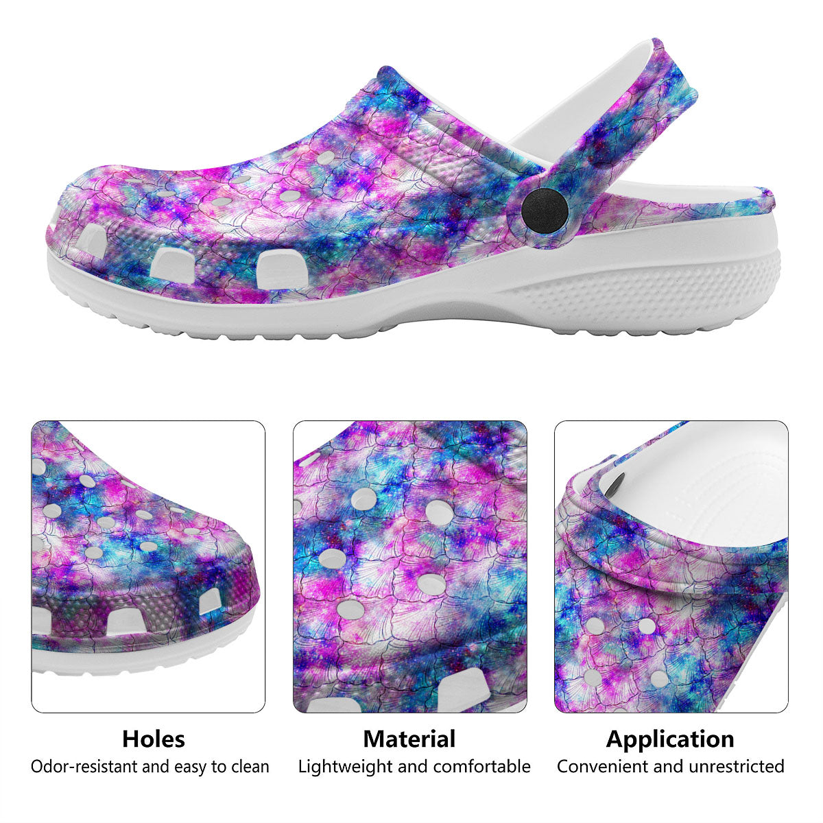 Mermaid Scales Galaxy Print Pattern Clog-grizzshop