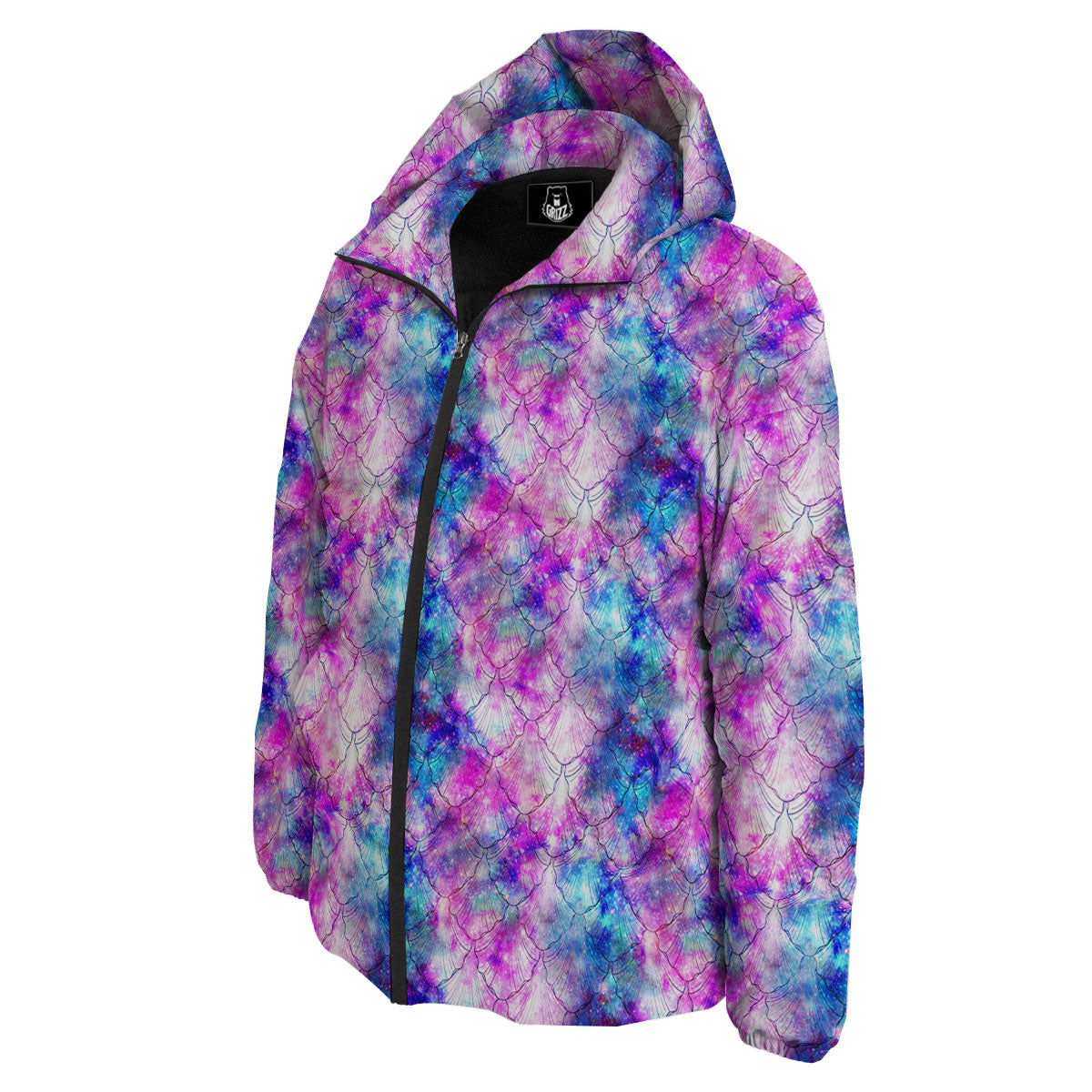 Mermaid Scales Galaxy Print Pattern Down Jacket-grizzshop