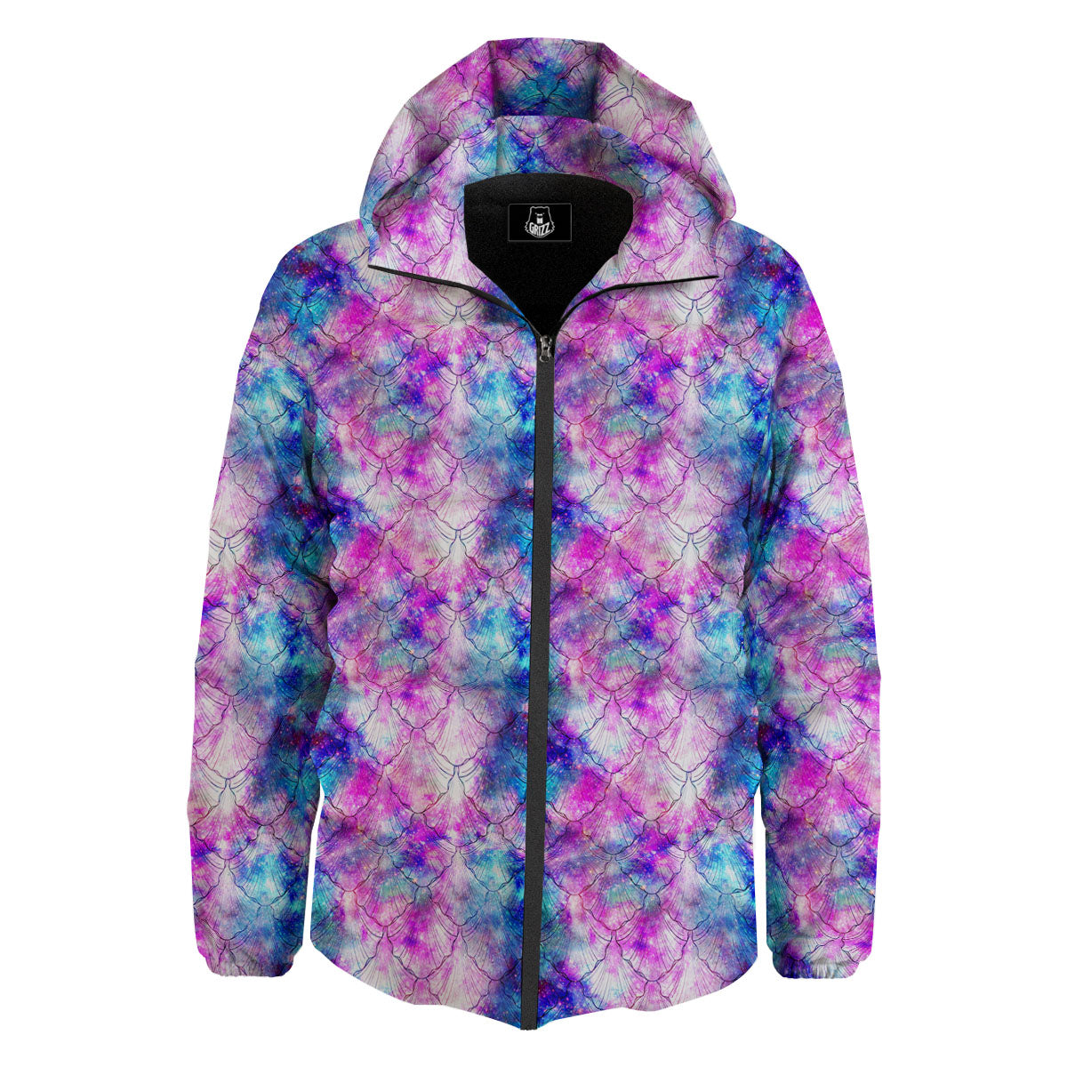 Mermaid Scales Galaxy Print Pattern Down Jacket-grizzshop