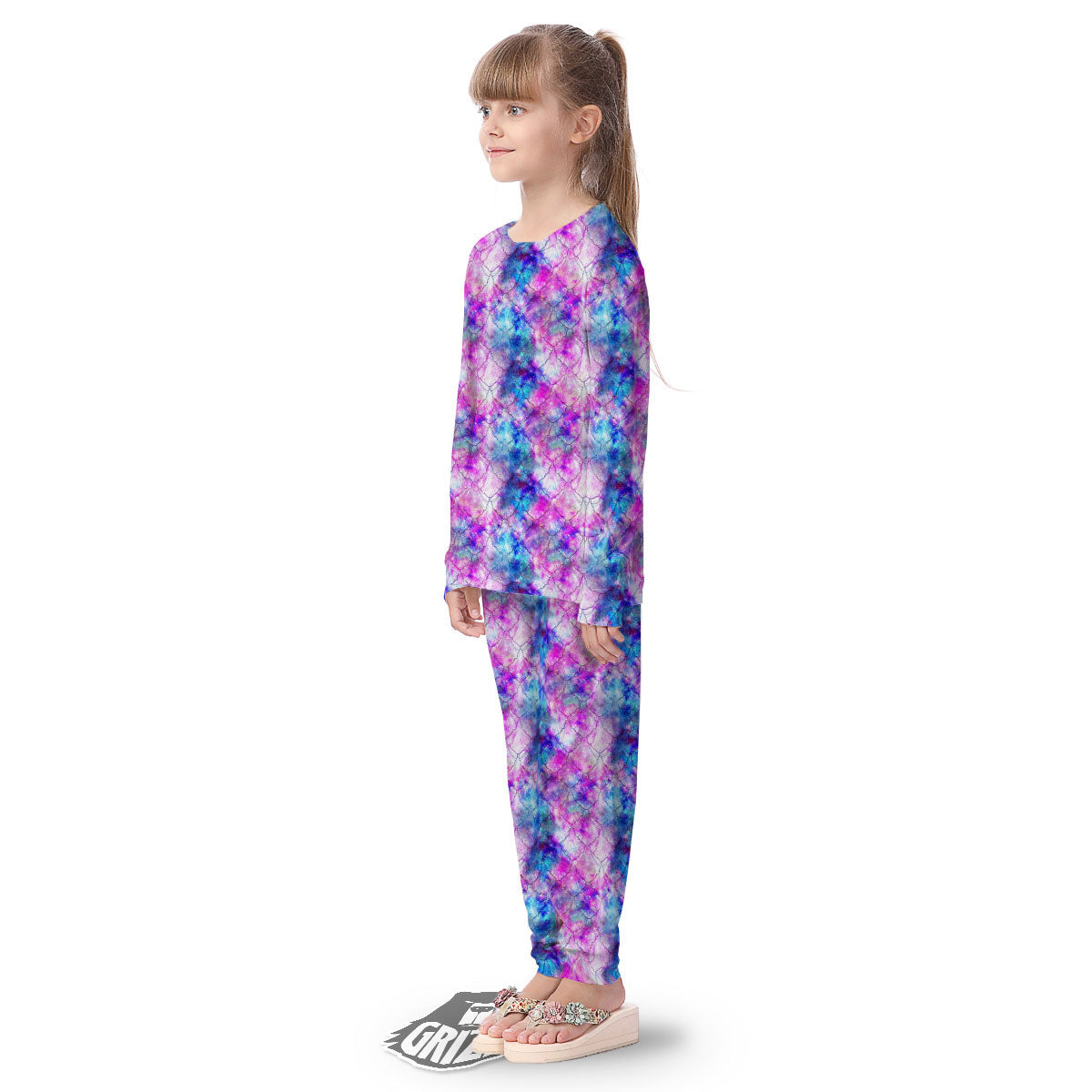 Mermaid Scales Galaxy Print Pattern Kid's Pajamas-grizzshop