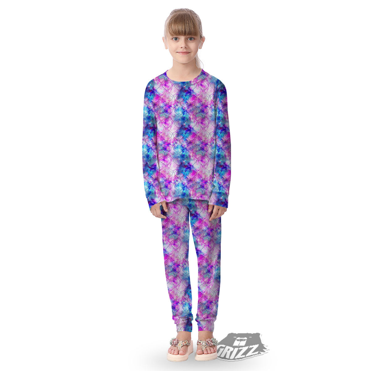 Mermaid Scales Galaxy Print Pattern Kid's Pajamas-grizzshop