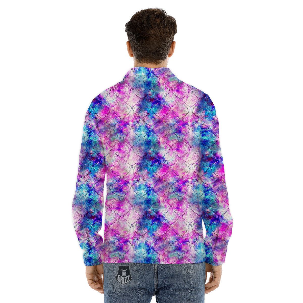 Mermaid Scales Galaxy Print Pattern Men's Dress Shirts-grizzshop