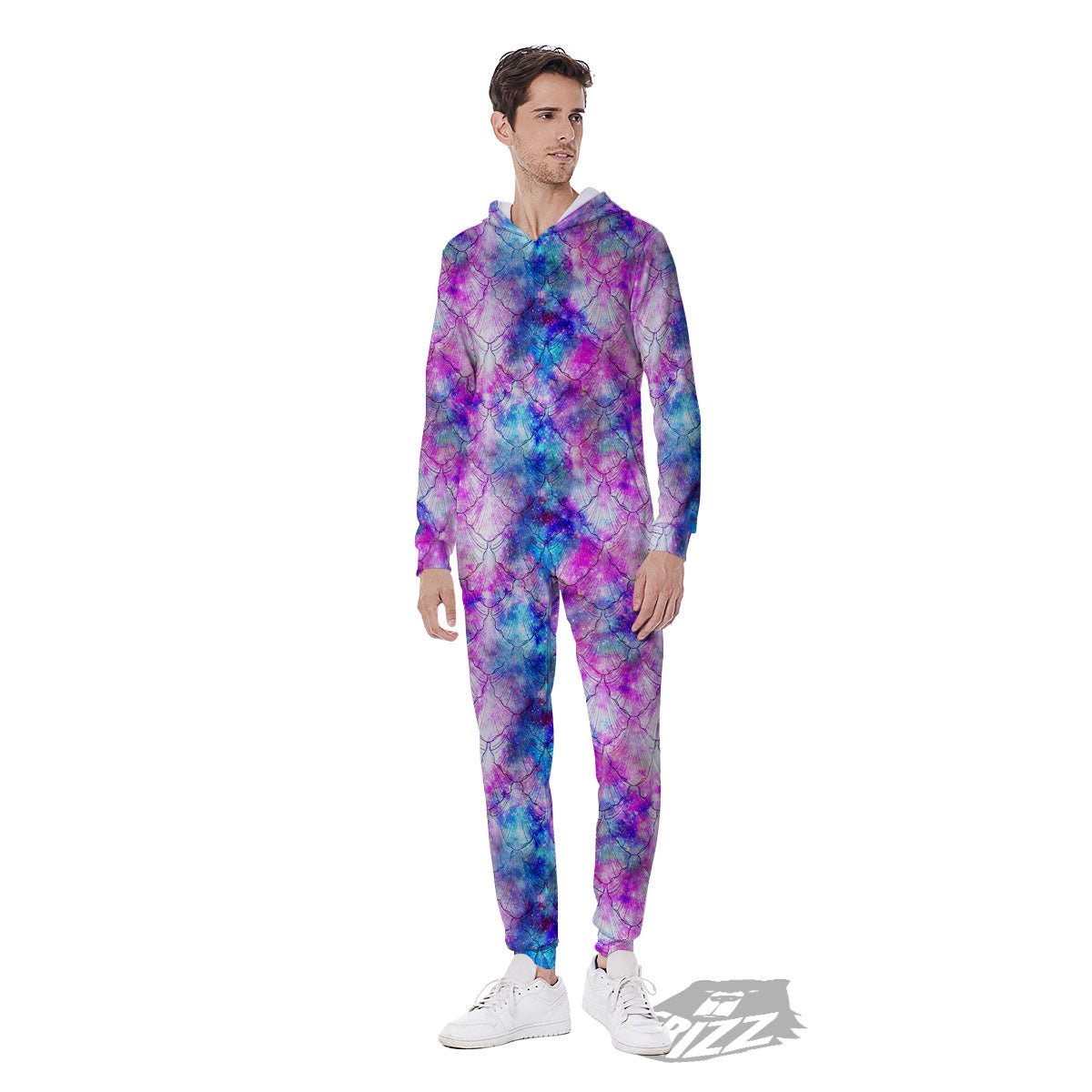 Mermaid Scales Galaxy Print Pattern Men's Jumpsuit-grizzshop