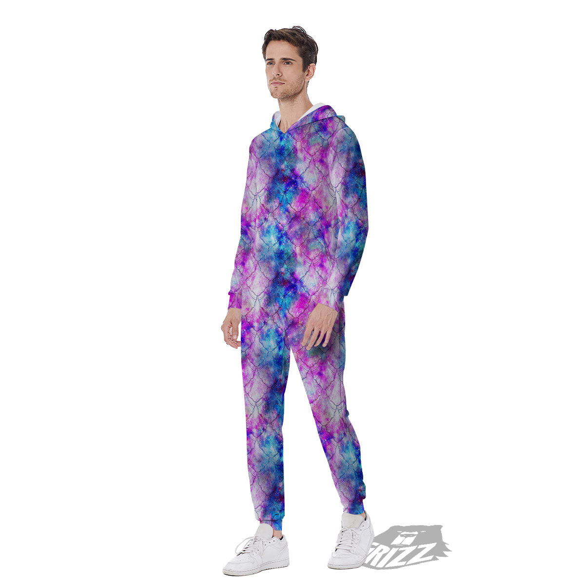 Mermaid Scales Galaxy Print Pattern Men's Jumpsuit-grizzshop