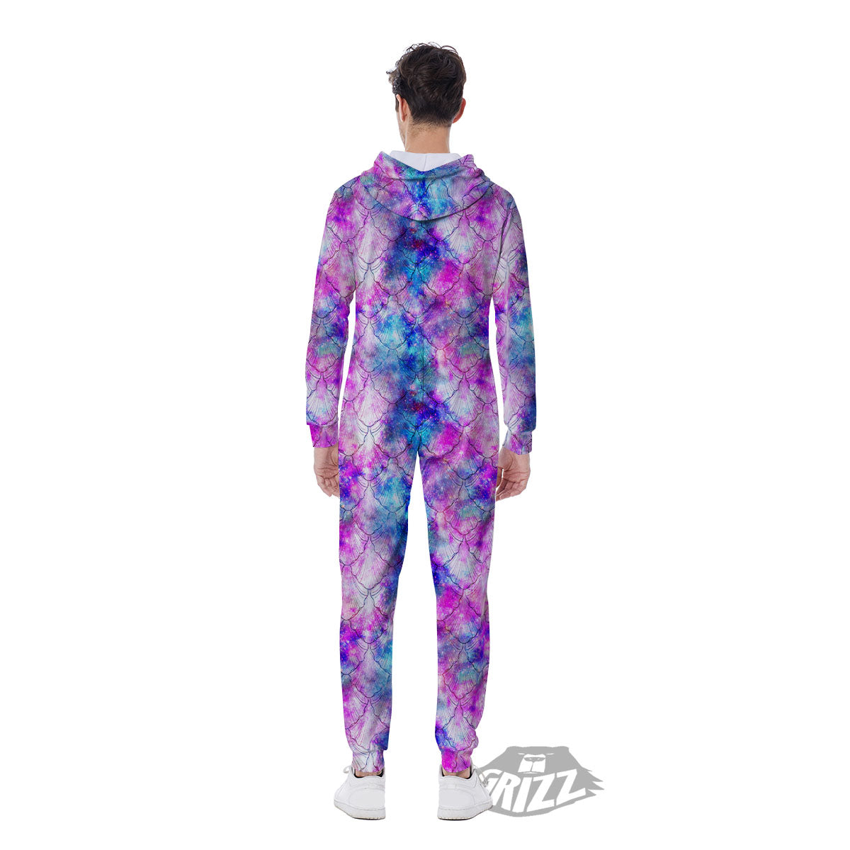 Mermaid Scales Galaxy Print Pattern Men's Jumpsuit-grizzshop