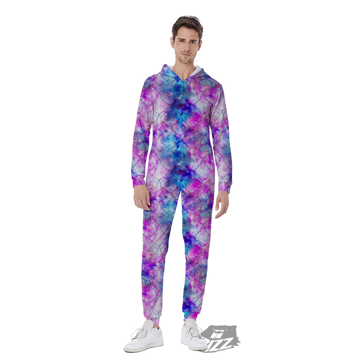 Mermaid Scales Galaxy Print Pattern Men's Jumpsuit-grizzshop