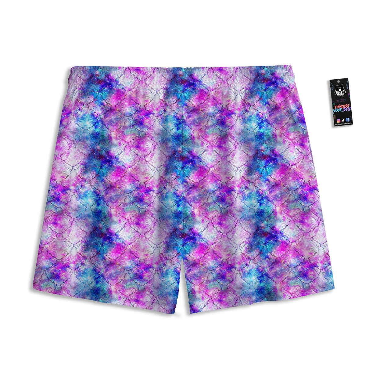 Mermaid Scales Galaxy Print Pattern Mesh Shorts