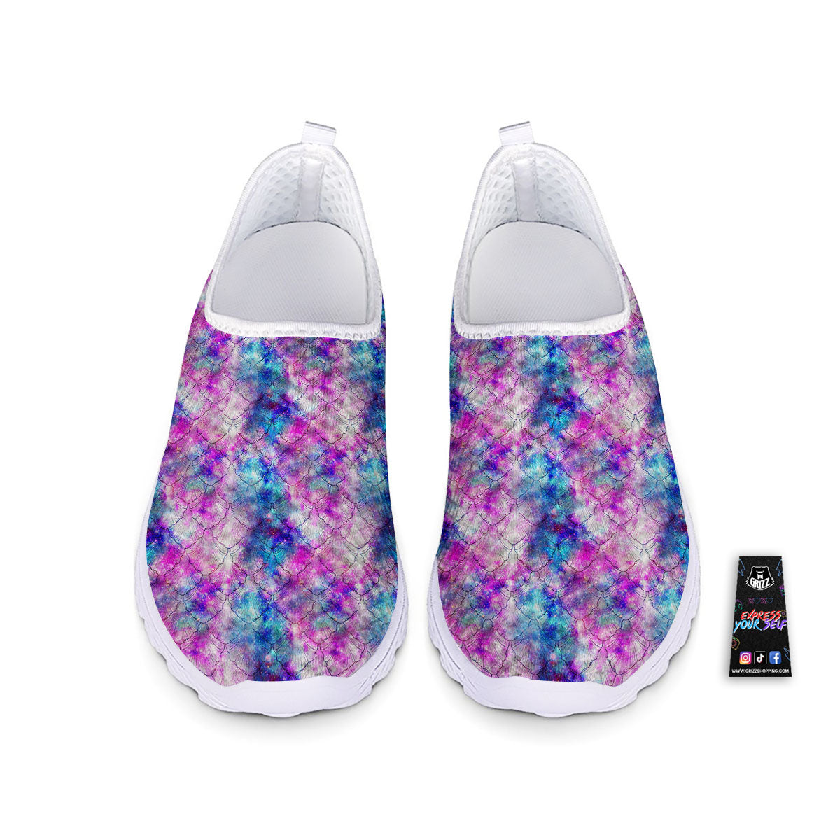 Mermaid Scales Galaxy Print Pattern Nurse Shoes-grizzshop