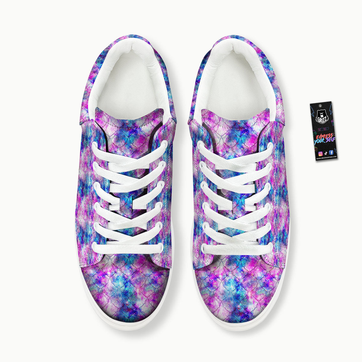 Mermaid Scales Galaxy Print Pattern Platform Shoes-grizzshop