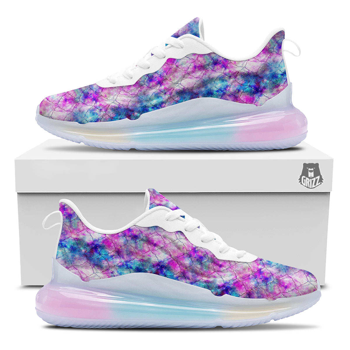 Mermaid Scales Galaxy Print Pattern Running Sneakers-grizzshop