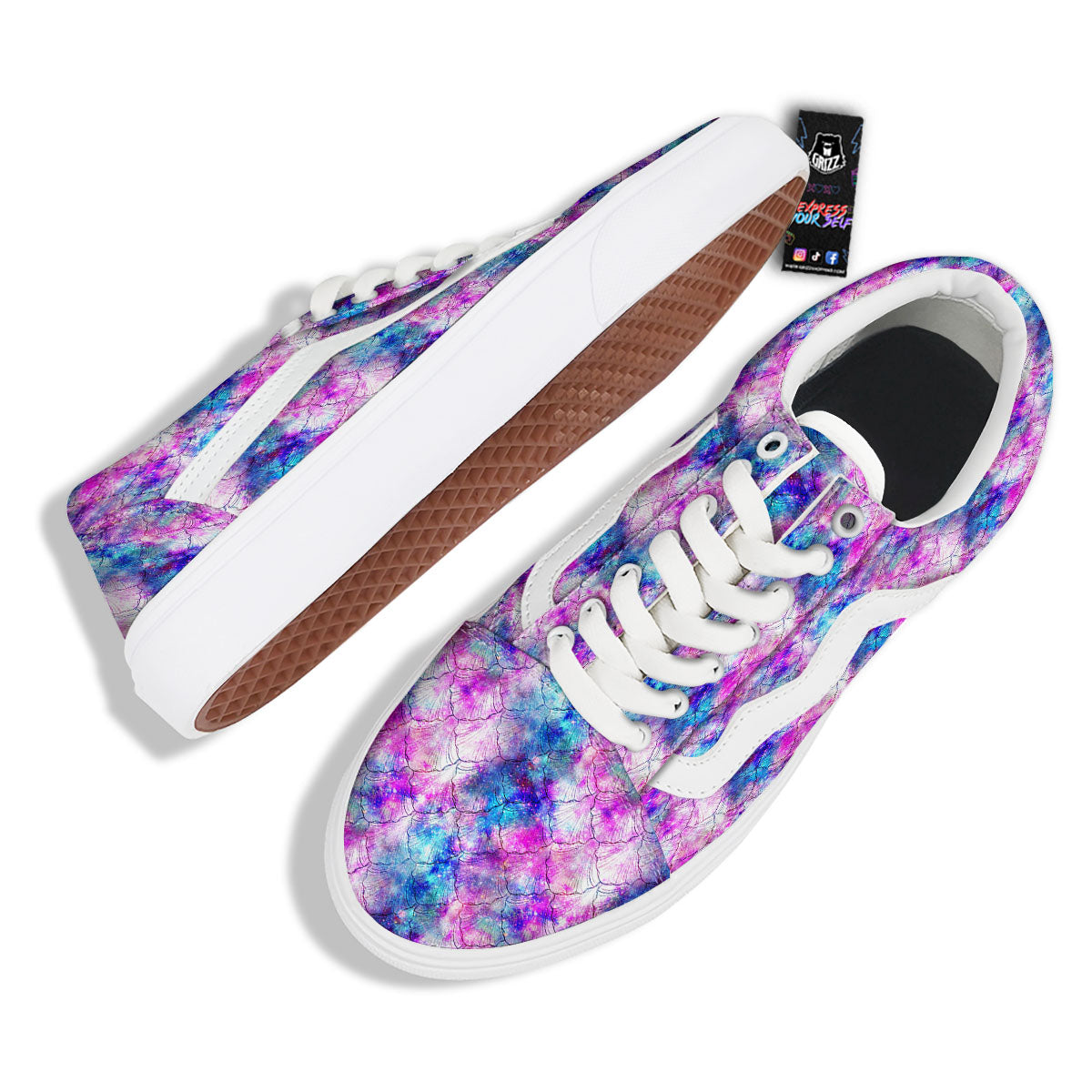 Mermaid Scales Galaxy Print Pattern Skate Shoes-grizzshop