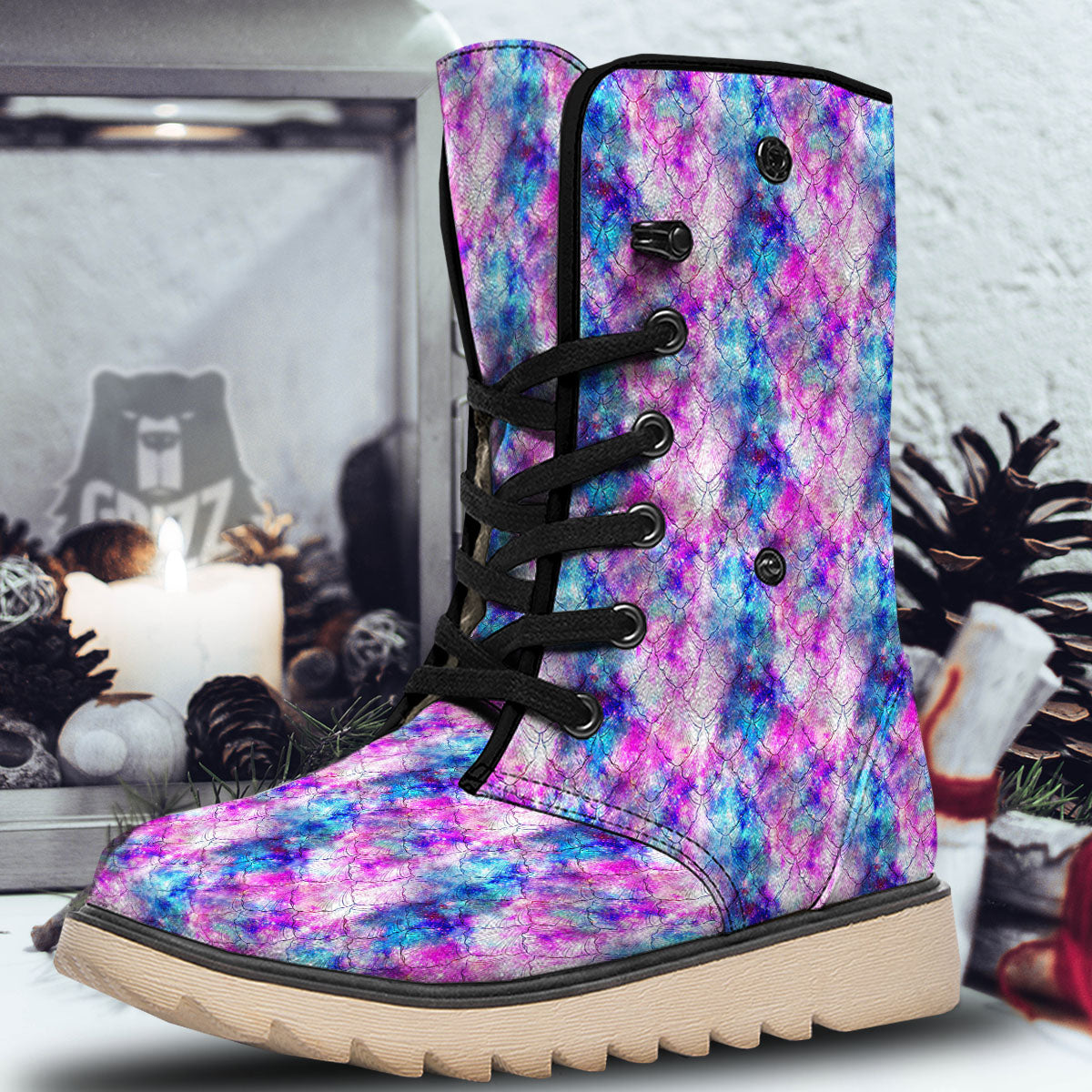 Mermaid Scales Galaxy Print Pattern Snow Boots-grizzshop