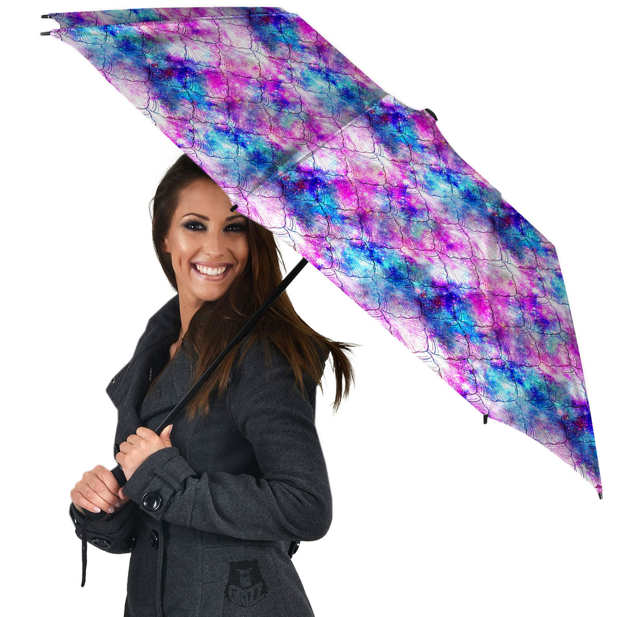 Mermaid Scales Galaxy Print Pattern Umbrella-grizzshop