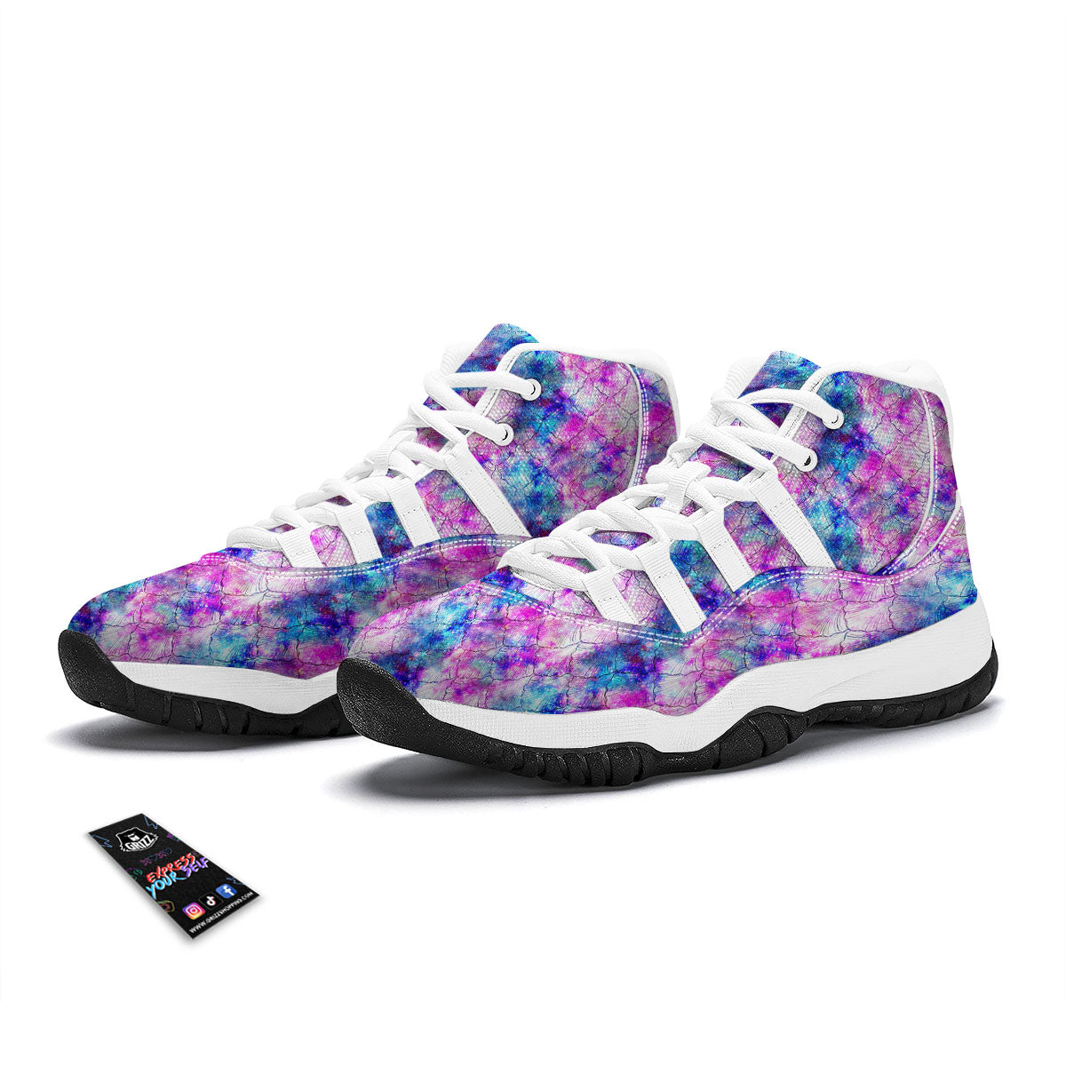 Mermaid Scales Galaxy Print Pattern White Bball Shoes-grizzshop