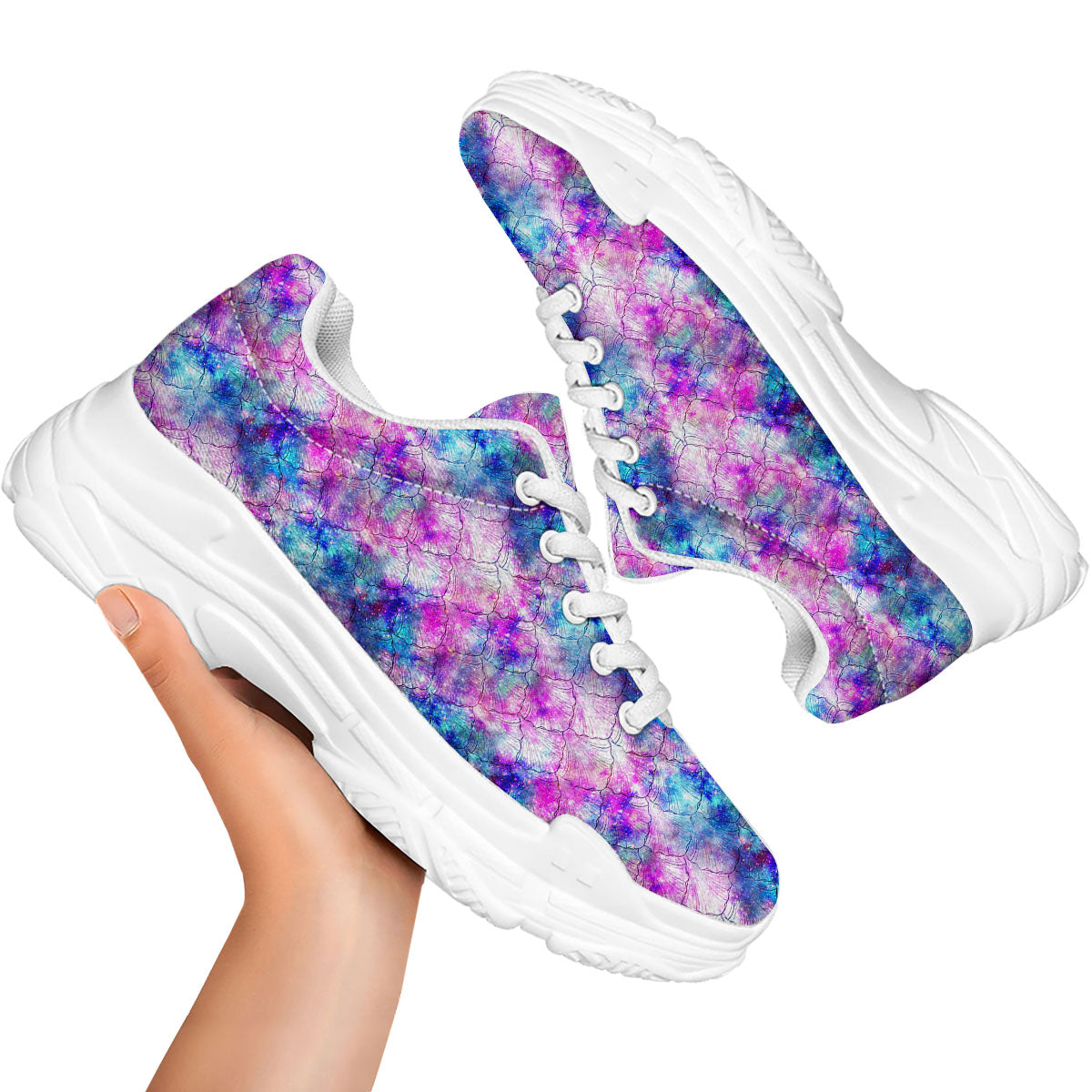 Mermaid Scales Galaxy Print Pattern White Chunky Shoes-grizzshop
