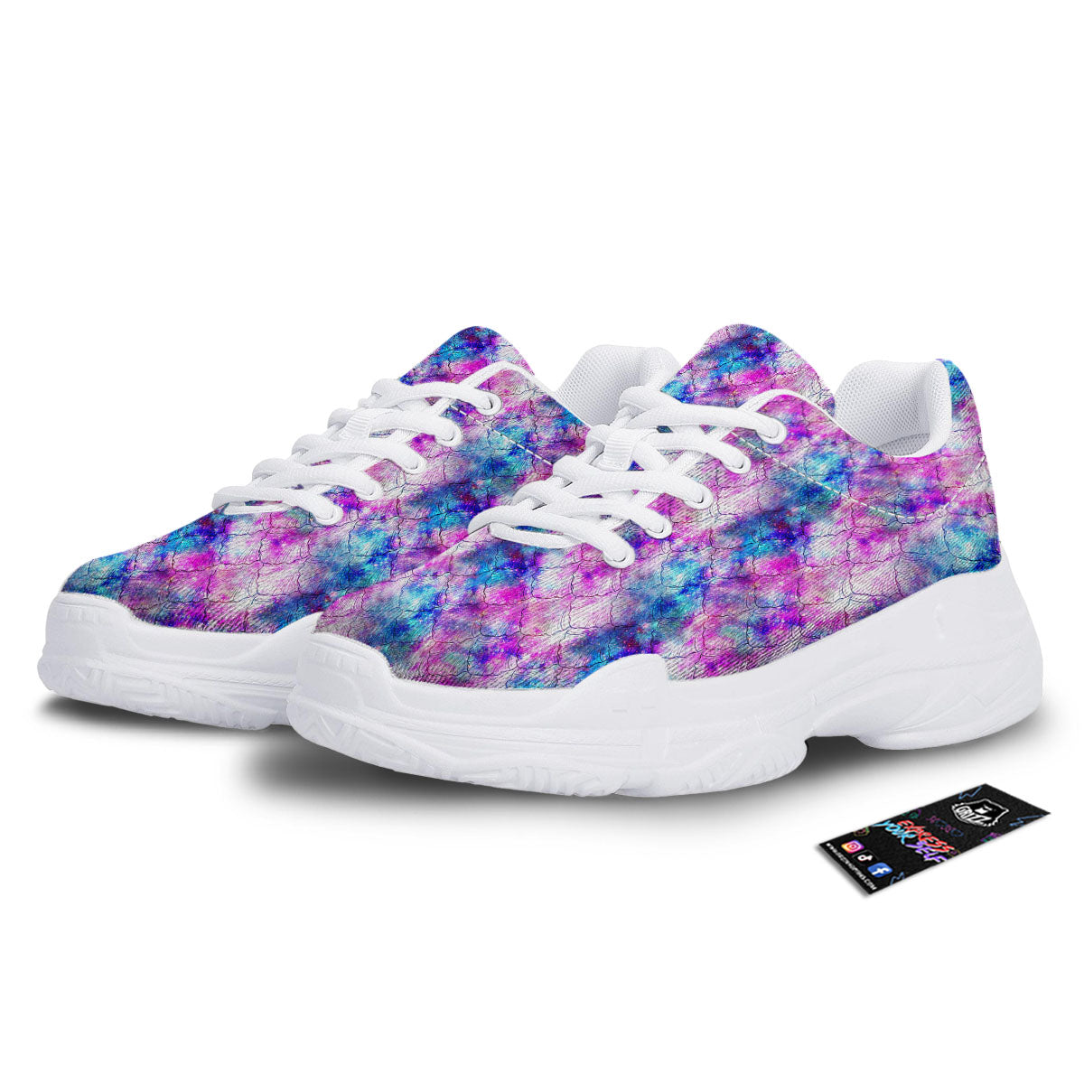 Mermaid Scales Galaxy Print Pattern White Chunky Shoes-grizzshop